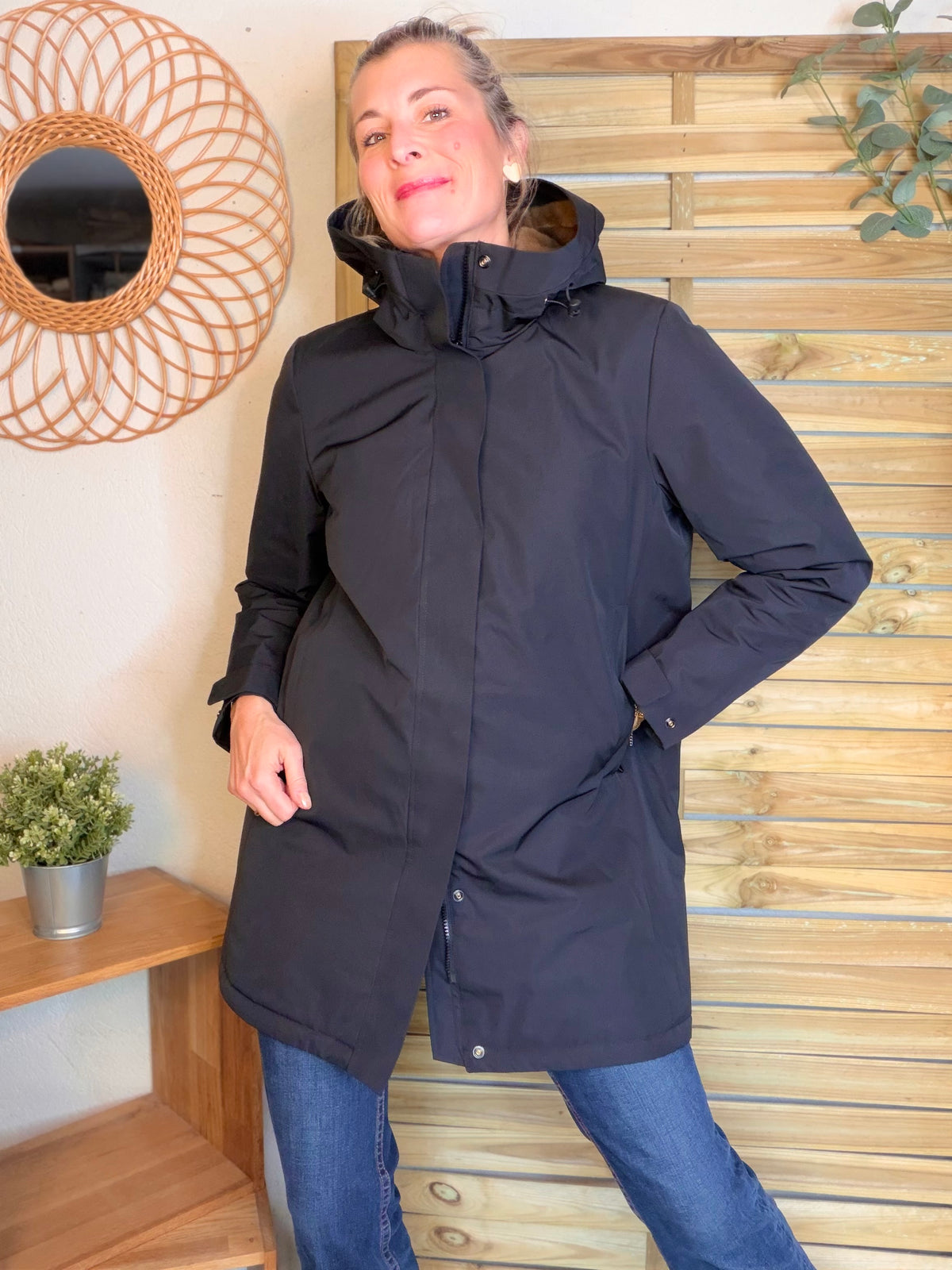 LAURA JO - Parka fourrée imperméable AMBRE LONG - Noir / Camel