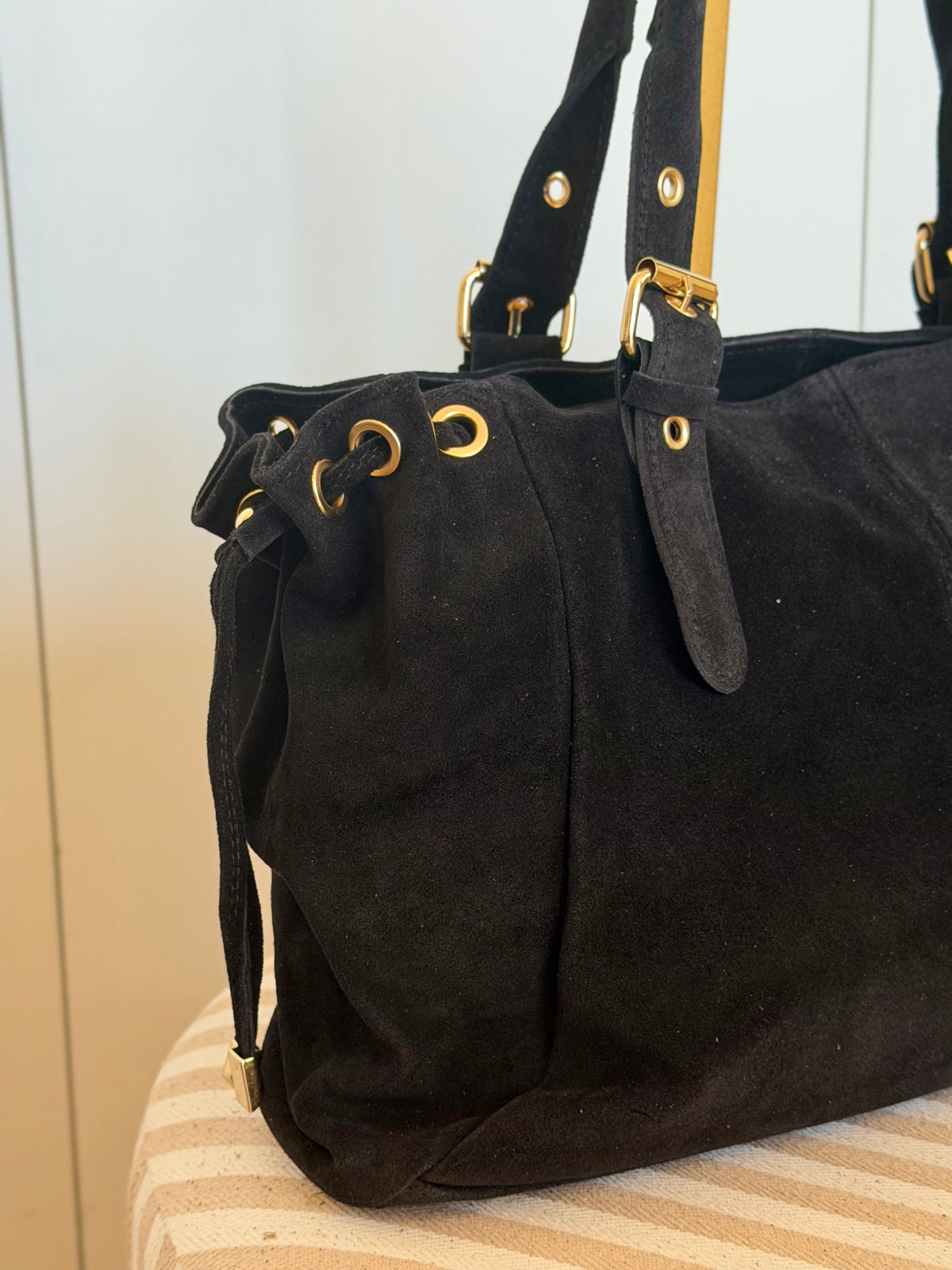 Sac cabas XL en cuir daim • JASPER Noir
