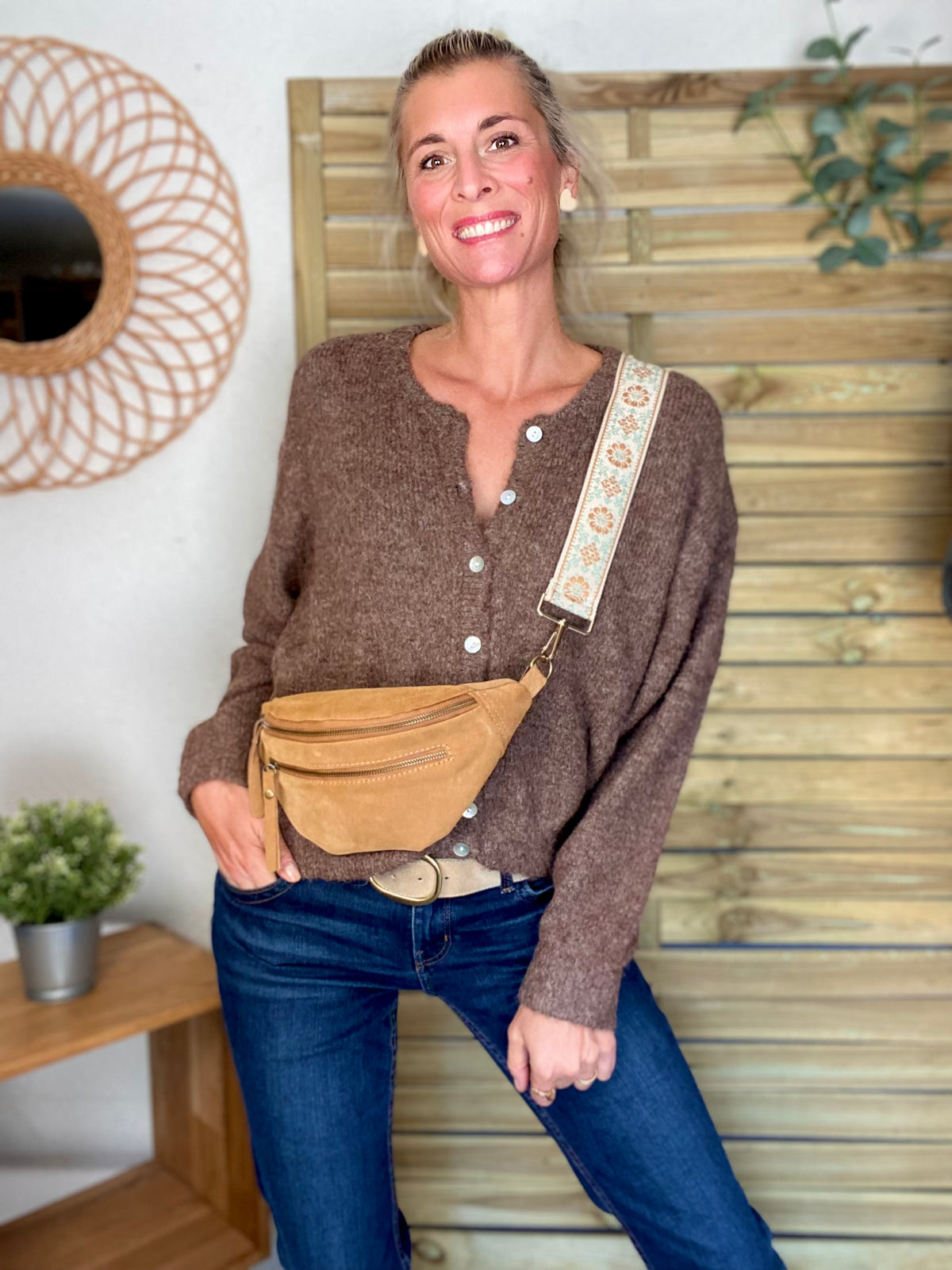 Gilet en maille MERYL - Chocolat chiné (noisette)