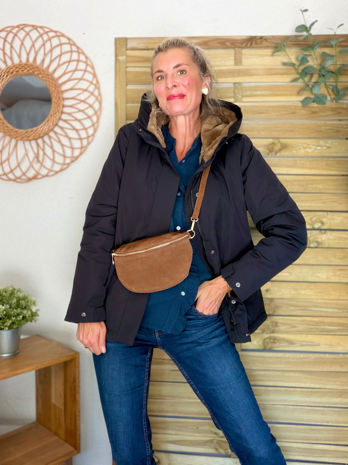 LAURA JO - Parka fourrée imperméable AMBRE MI-LONG - Noir / Camel