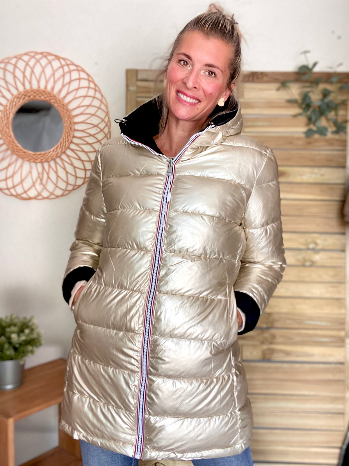Doudoune imperméable réversible ANGÈLE LONG - Noir - MELYA MELODY
