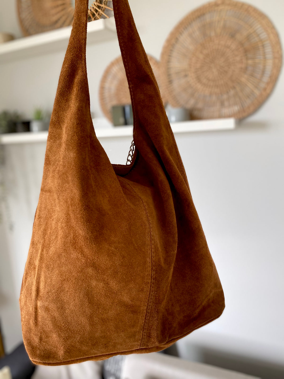 Sac cabas hobo cuir daim MARLON - Camel
