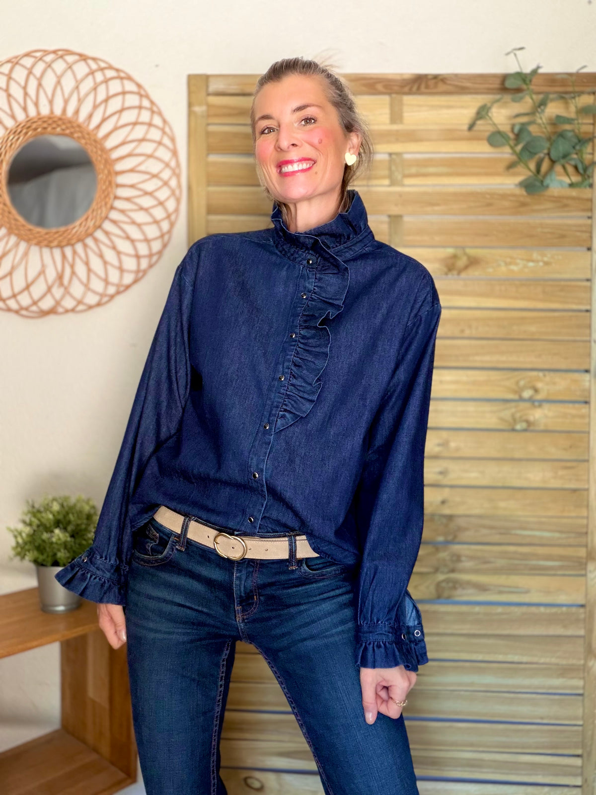 Chemise Denim brut col victorien SOPHIE