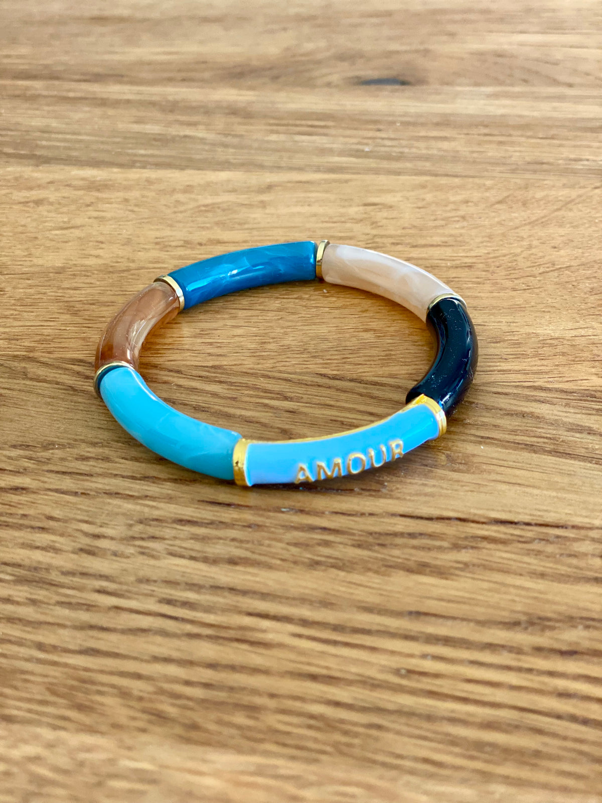Bracelet élastique en résine multicolore Amour - ELLA (12 coloris au choix)