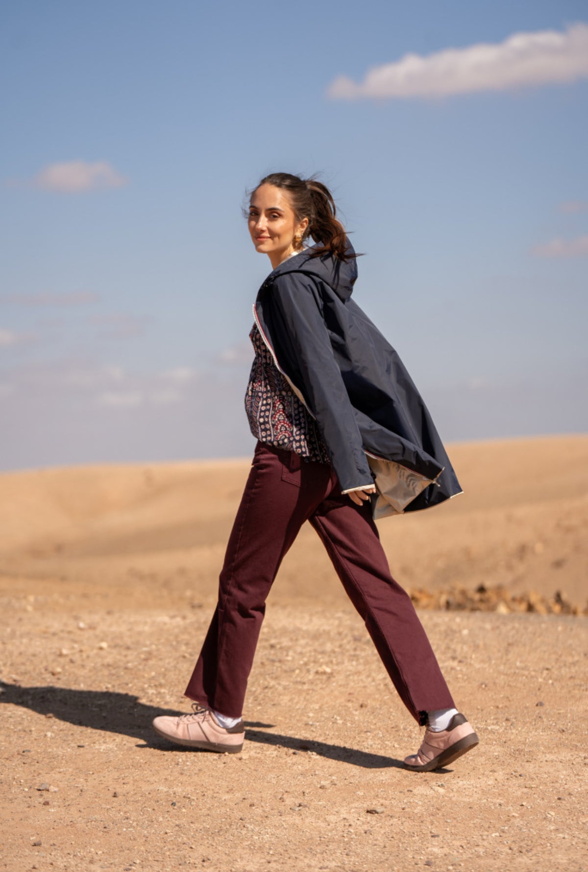 LAURA JO - Imperméable réversible léger GARANCE LONG - Marine/Doré