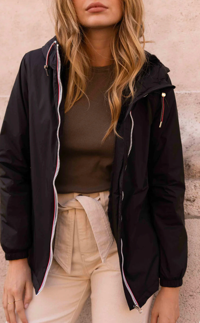 LAURA JO - Parka Imperméable THELMA MI-LONG fourré - Noir