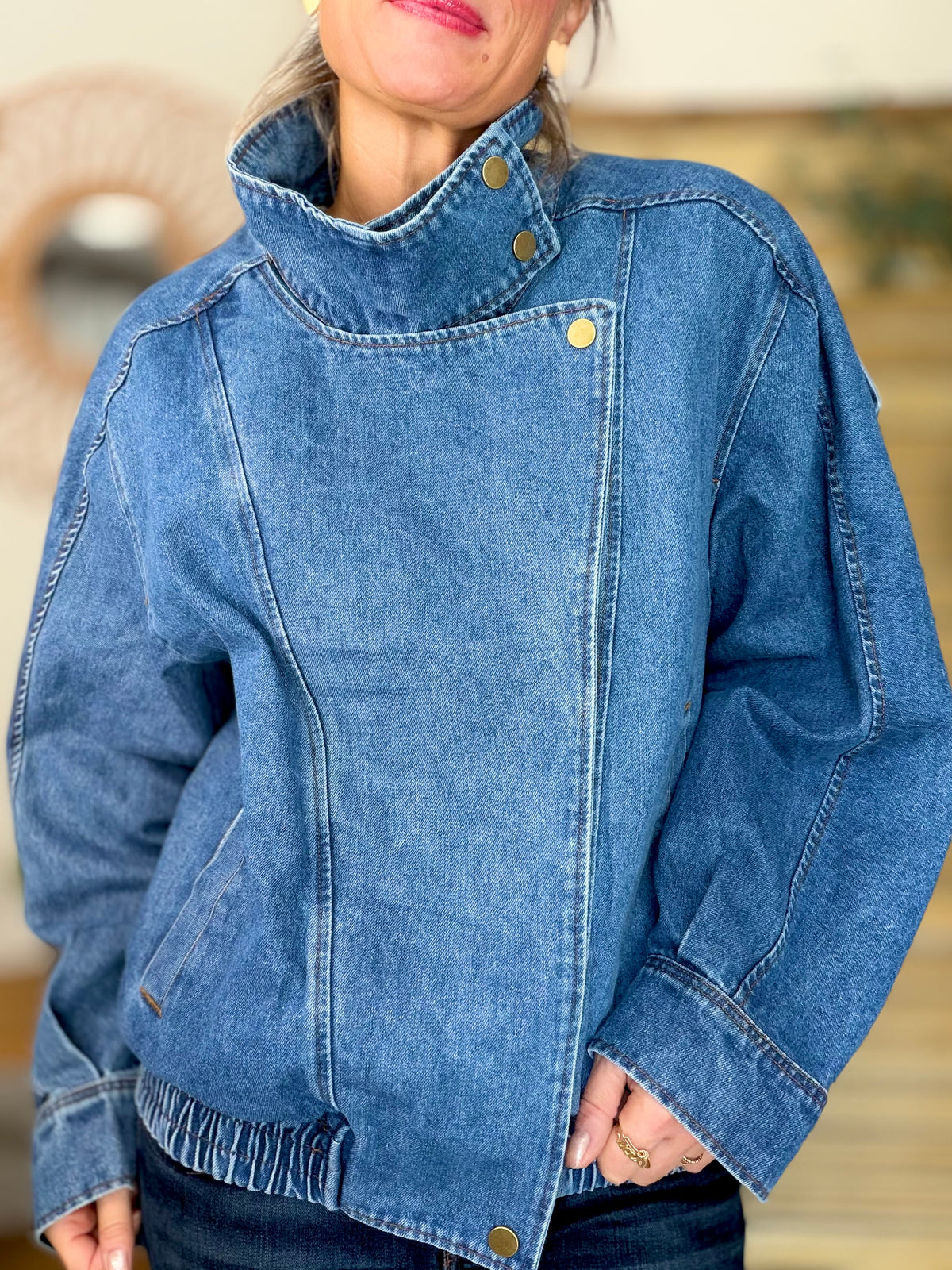 ⚡️ ARRIVAGE • Veste en jean oversized col montant ARIANE