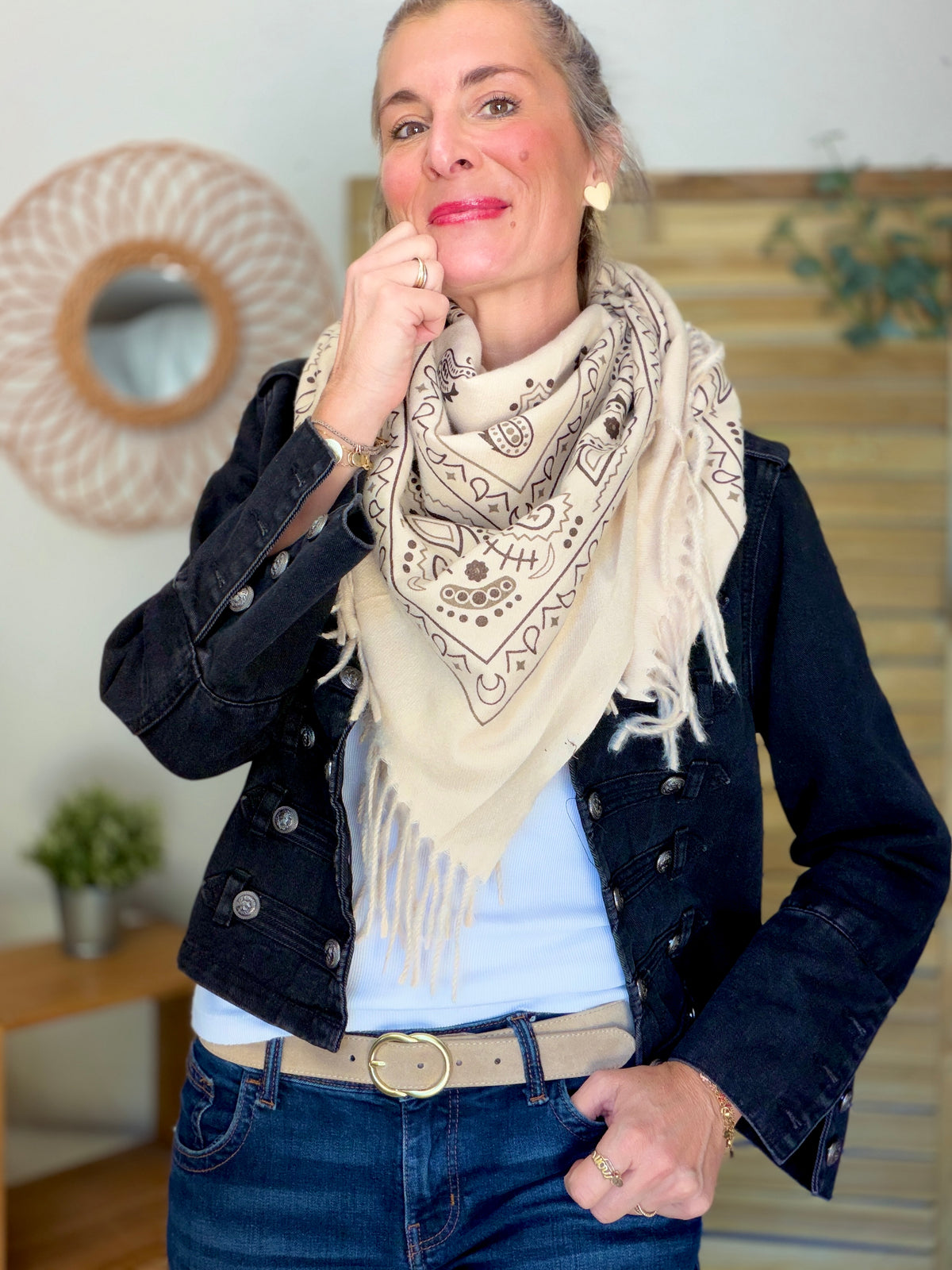 Écharpe Bandana Beige