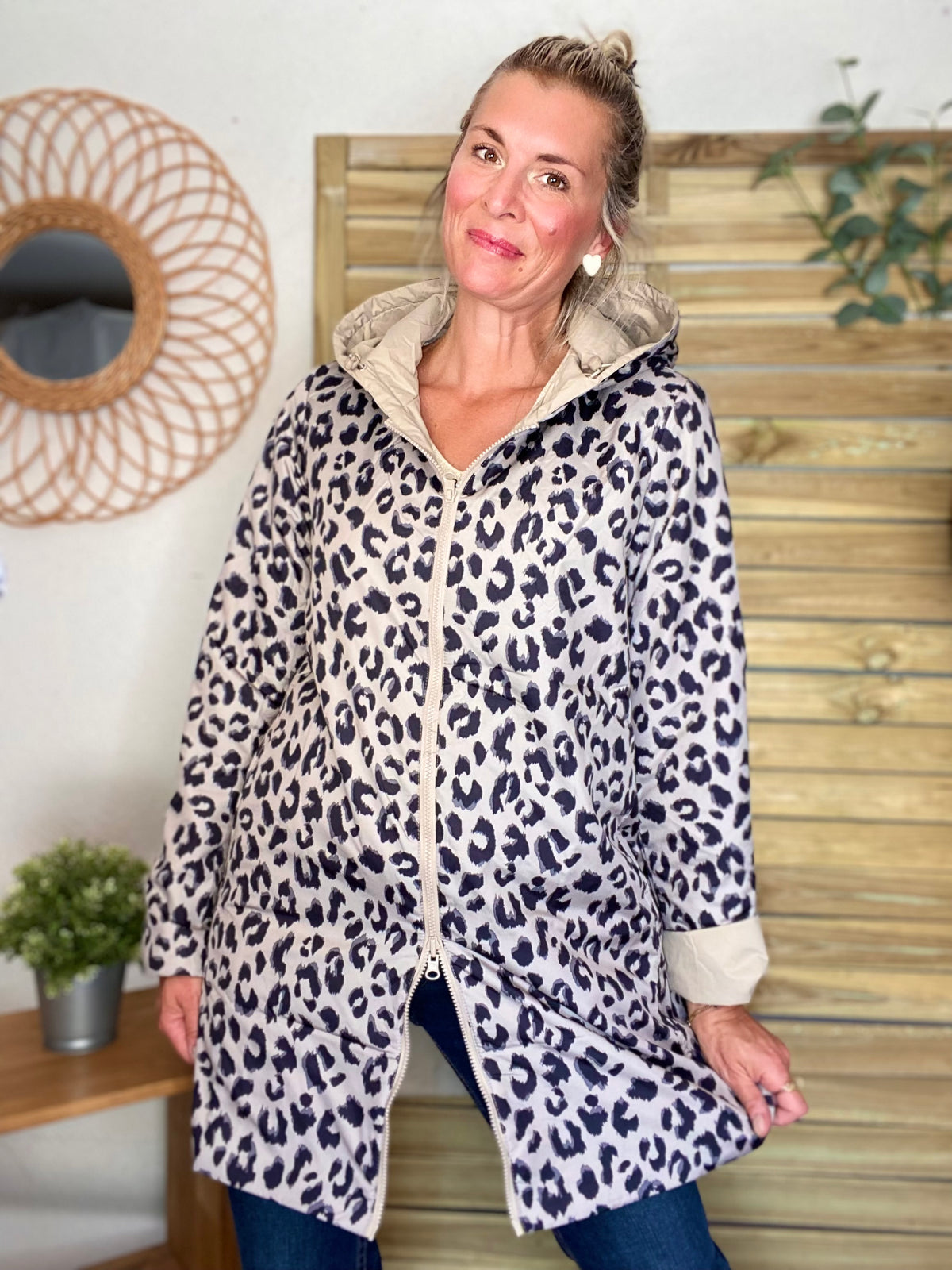 LAURA JO - Imperméable réversible rembourré LOUISON LONG - Beige / Léo