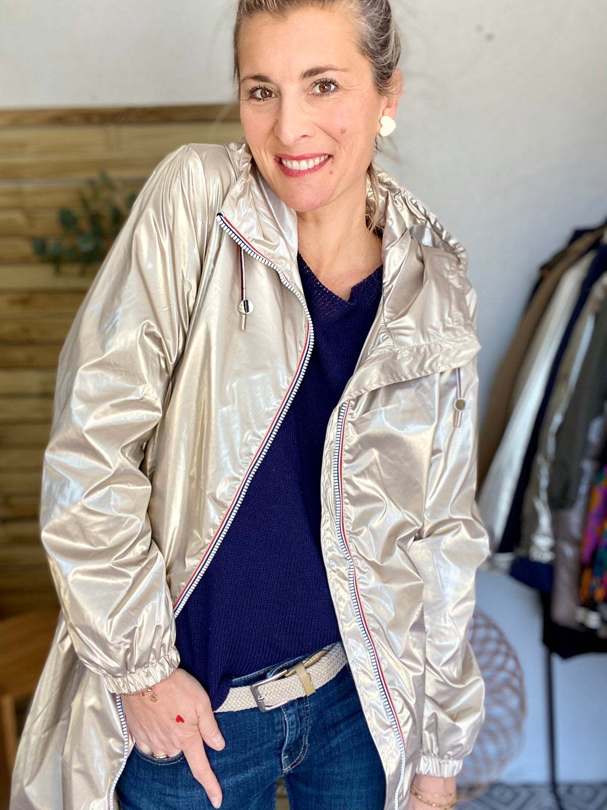 Imperméable mi-saison doublé SOLINE LONG - Doré - LAURA JO - FIN DE SÉRIE