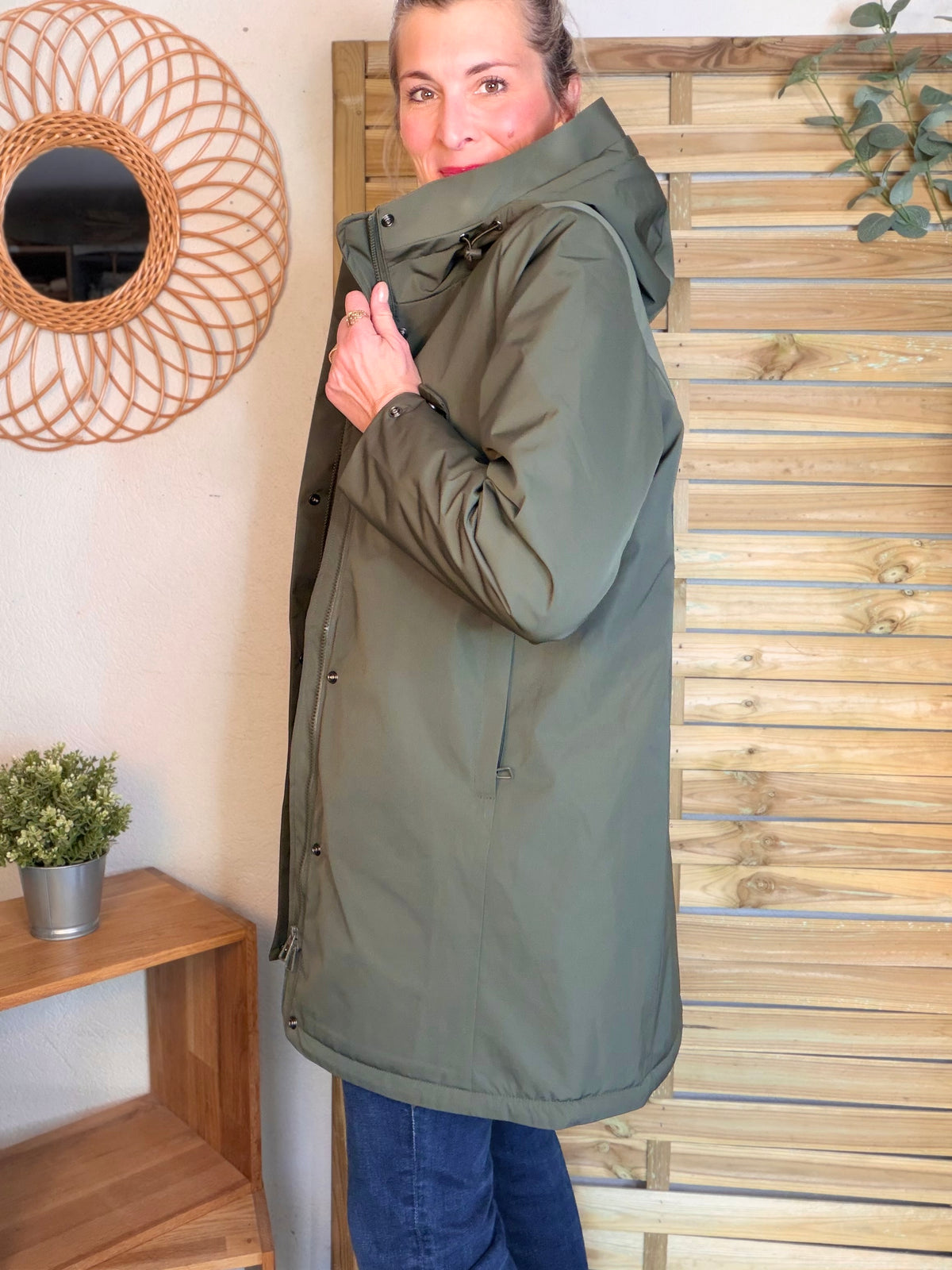 LAURA JO - Parka fourrée imperméable AMBRE LONG - Kaki / Beige