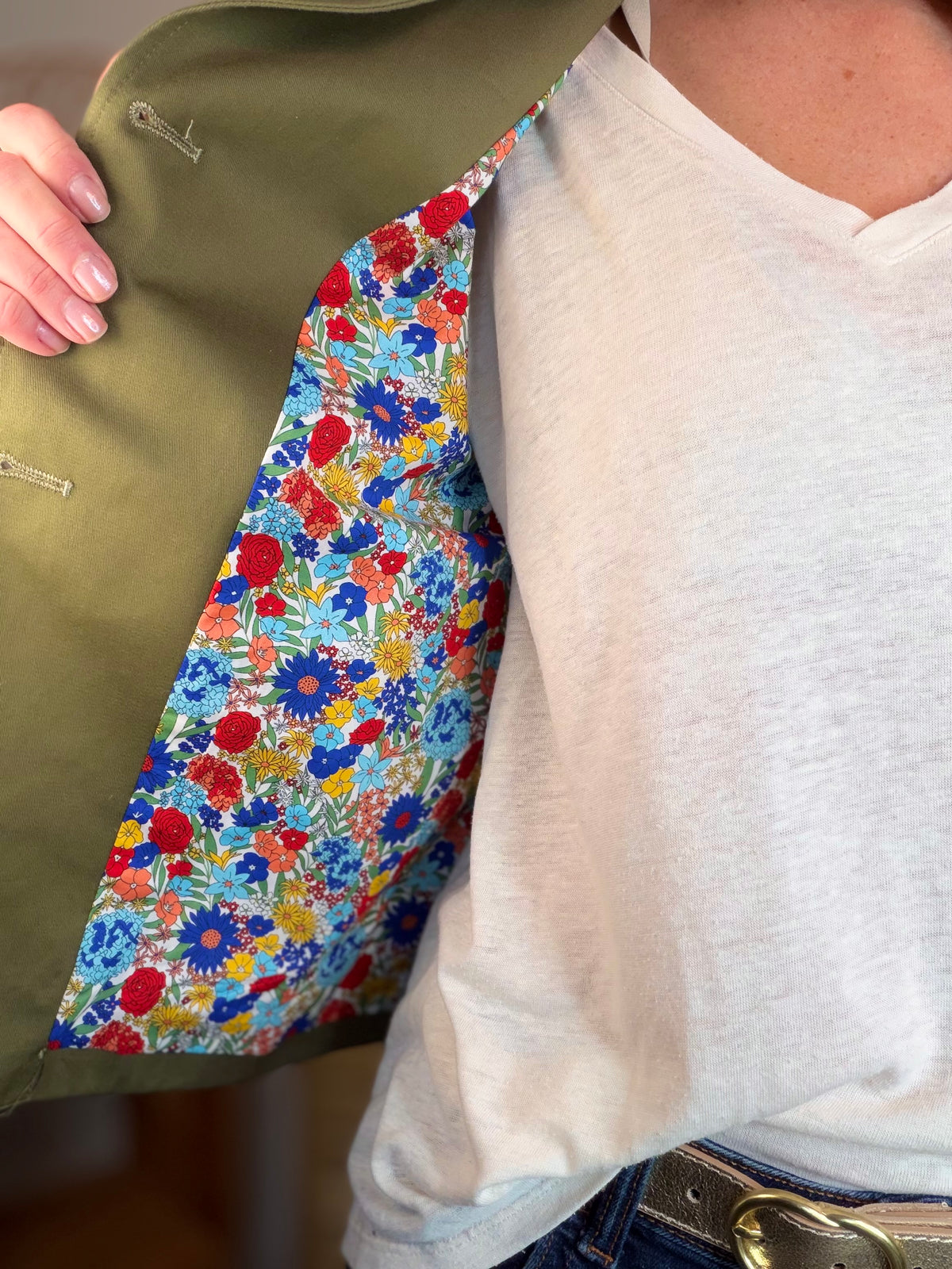 Veste Trench col victorien avec Liberty - VICTORIA Kaki - FIN DE SÉRIE