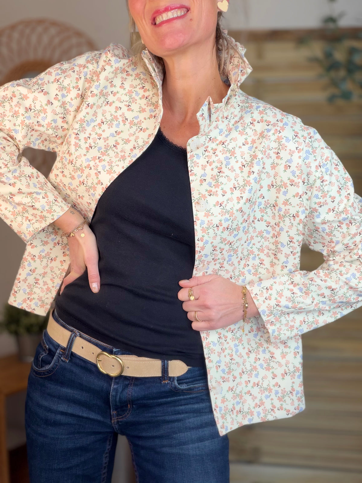 Veste col victorien NICKY Fleurie - FIN DE SÉRIE