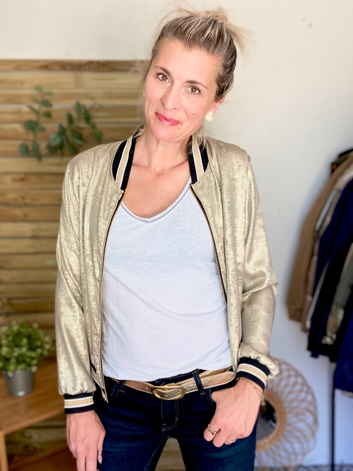 Veste bombers léger EMILY - Doré