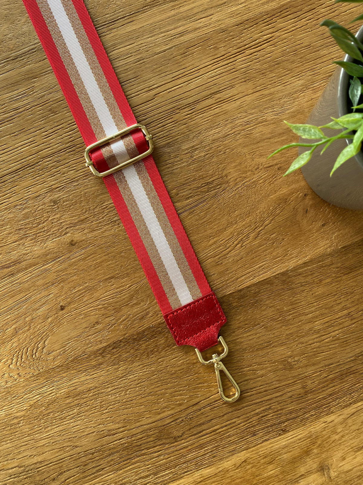 Sangle / Bandoulière rayée avec empiècement cuir irisé - RUBY - FIN DE SÉRIE