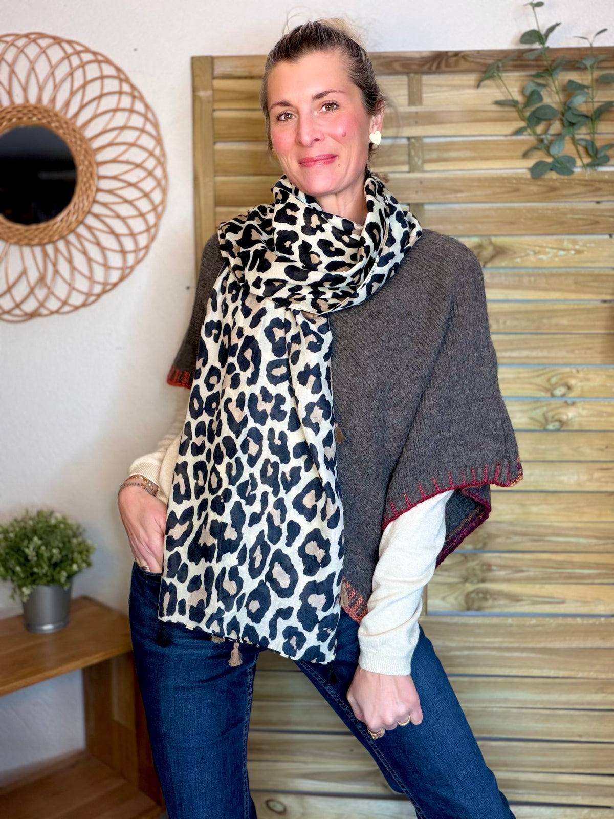 Foulards Léo CLEM - Beige / noir 🐆