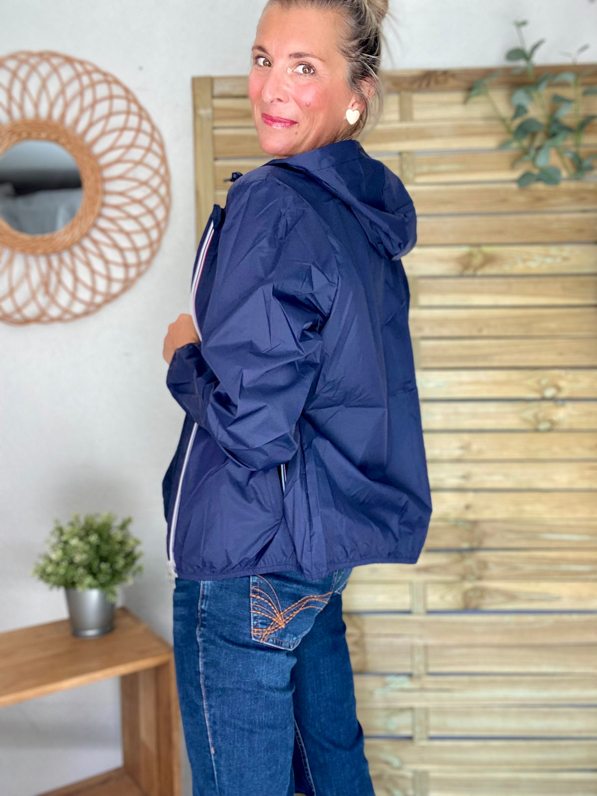 LAURA JO - Coupe vent imperméable ANNA COURT Bleu marine