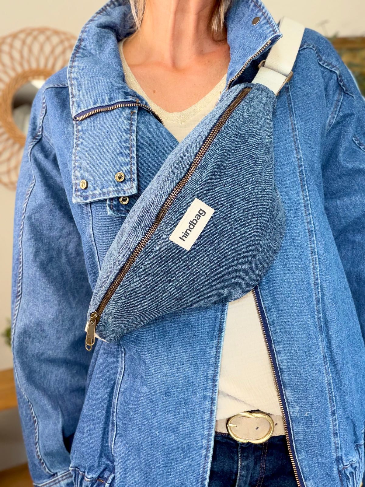 HINDBAG OLIVIA - Sac banane Denim bleu foncé