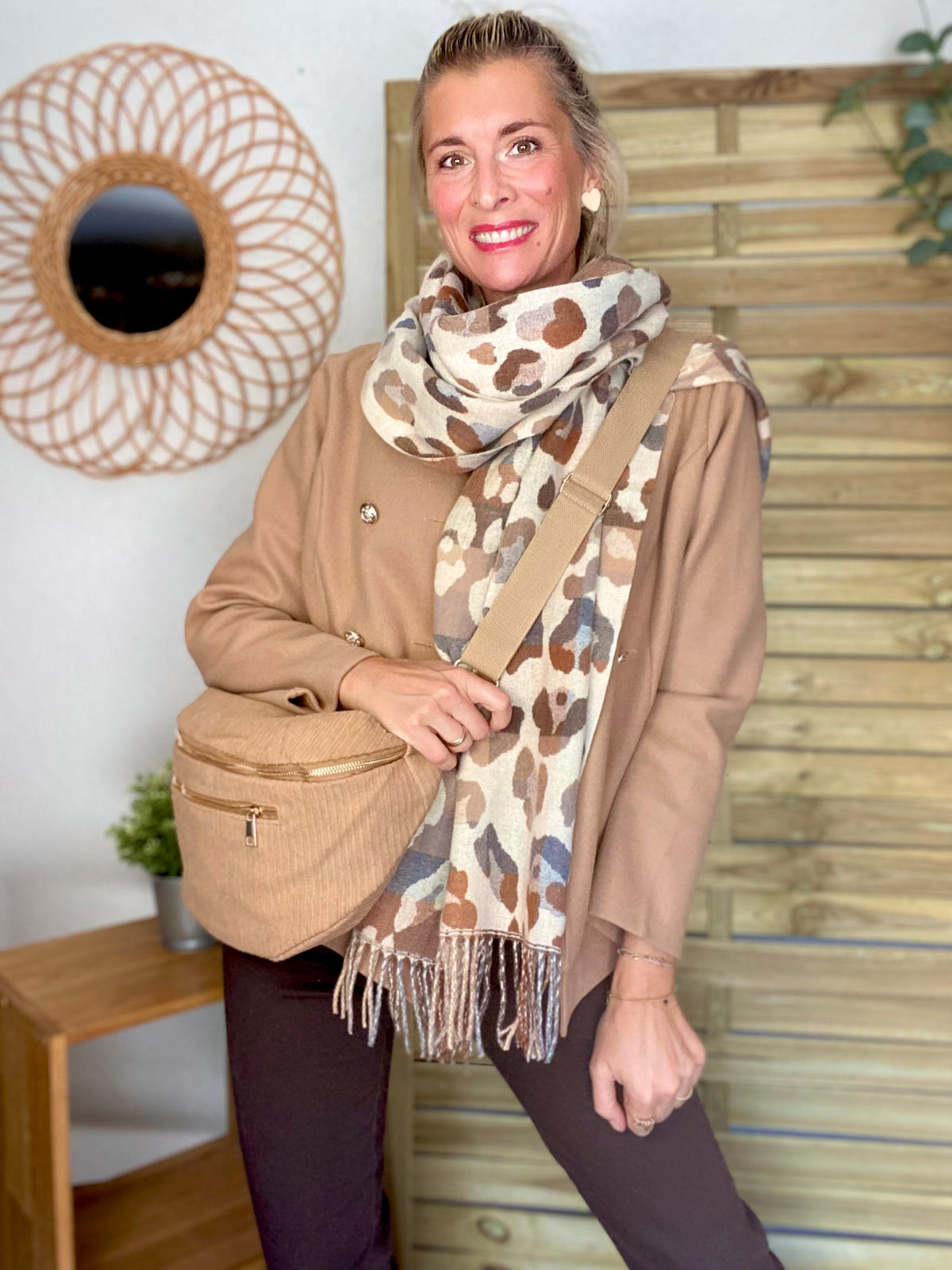 Sac banane XXL Velours côtelé Ciao Boum MOLLY -  Beige