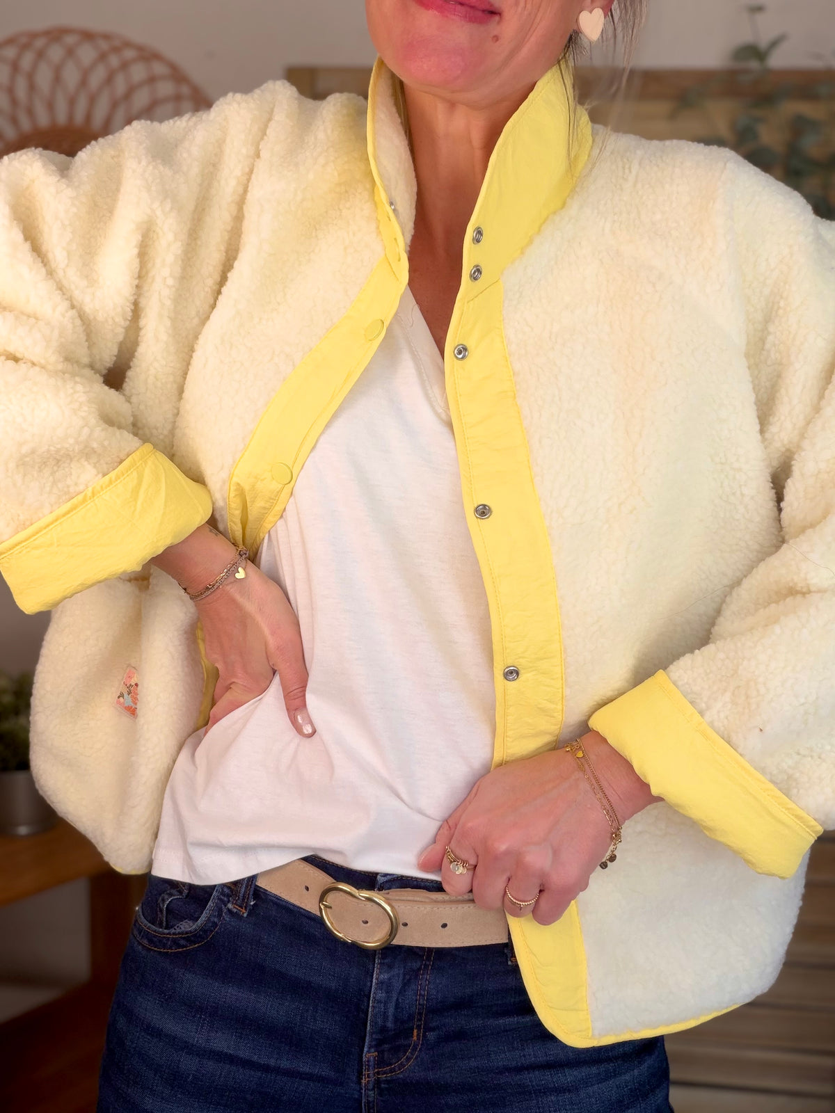 Veste matelassée réversible Sherpa AMÉLIE Jaune - FIN DE SÉRIE