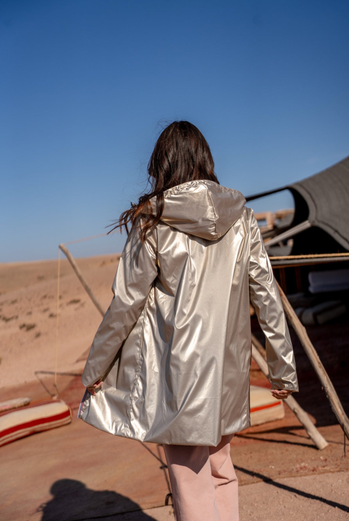 LAURA JO - Imperméable réversible léger GARANCE LONG - Marine/Doré