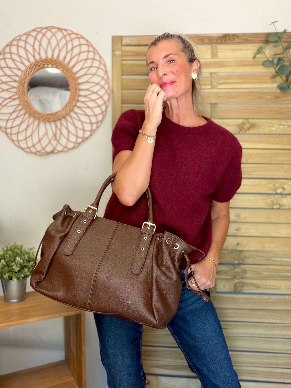Sac cabas XL simili cuir CLÉA Chocolat