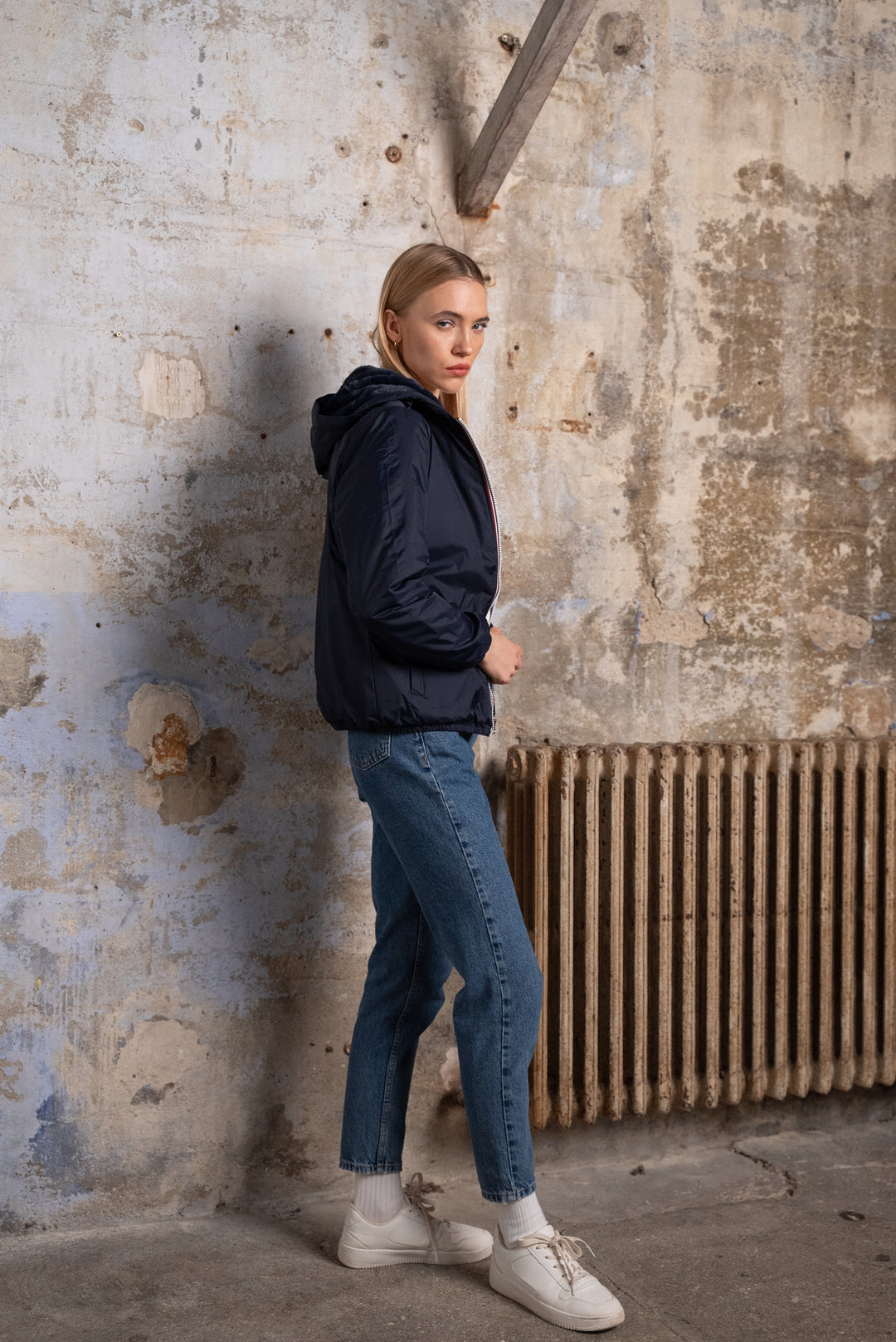 LAURA JO - Parka Imperméable LOUISE COURT fourré - Bleu marine • DÉSTOCKAGE sur Taille L