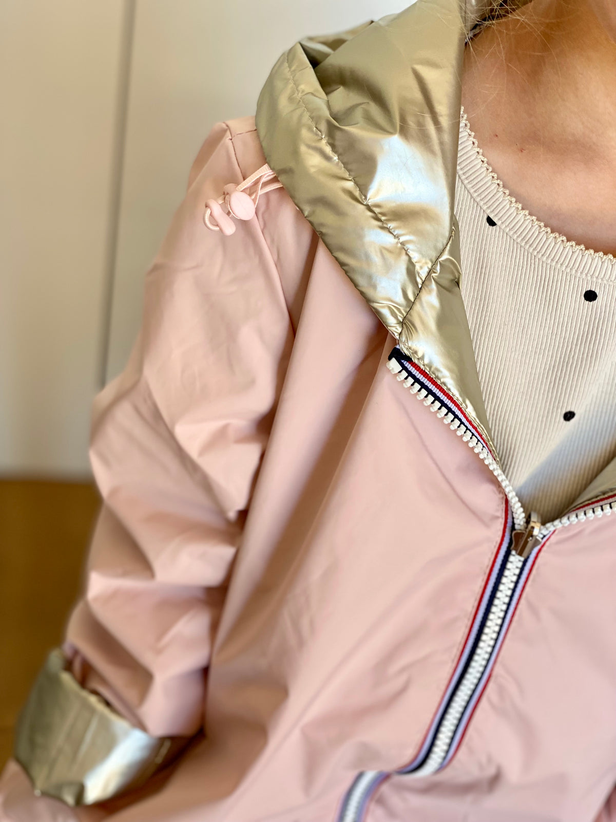 Imperméable réversible rembourré LOUISON KIDS enfant (mixte) - Rose clair / Doré