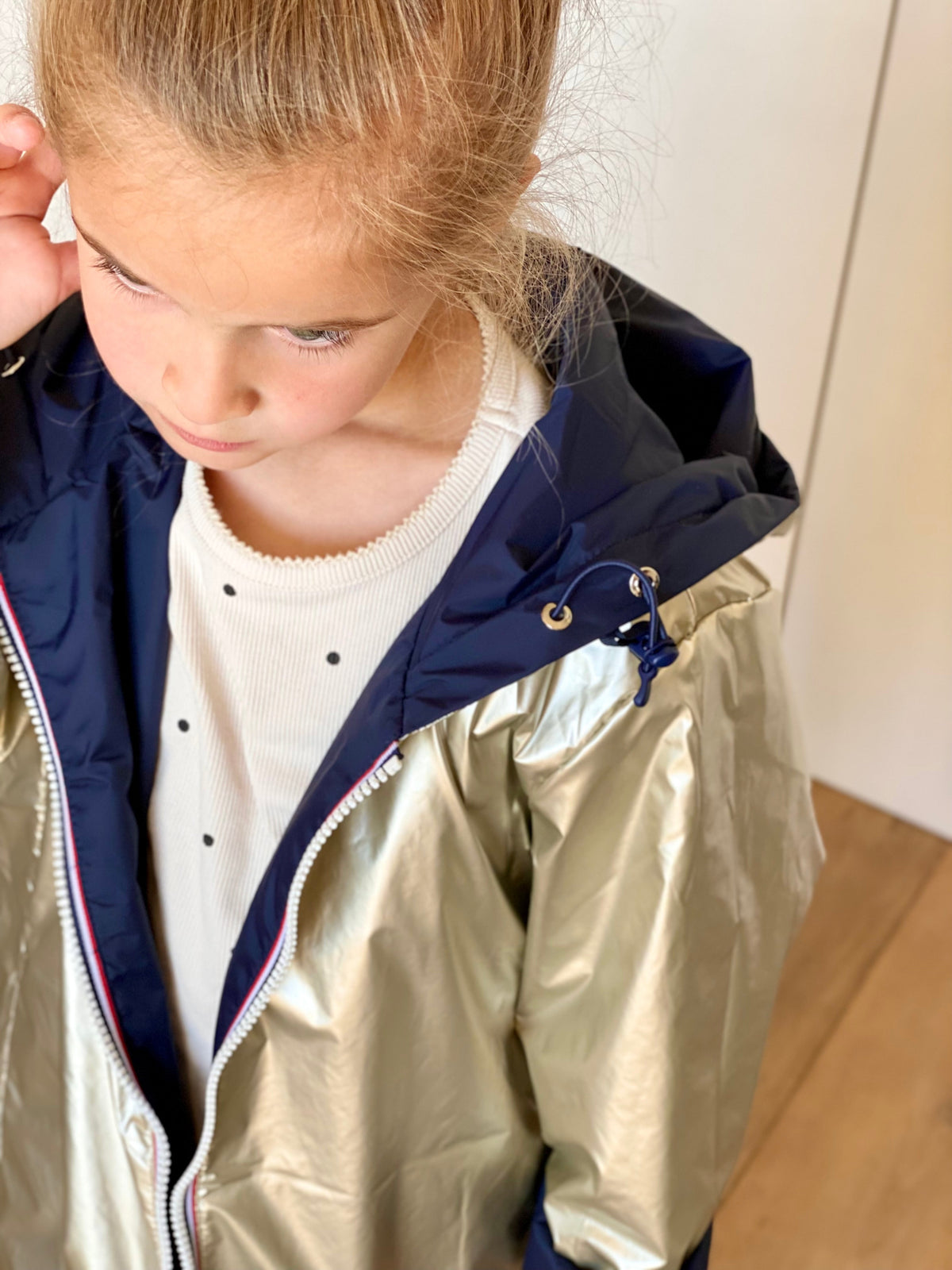 Imperméable réversible rembourré LOUISON KIDS enfant (mixte) - Bleu Marine / Doré