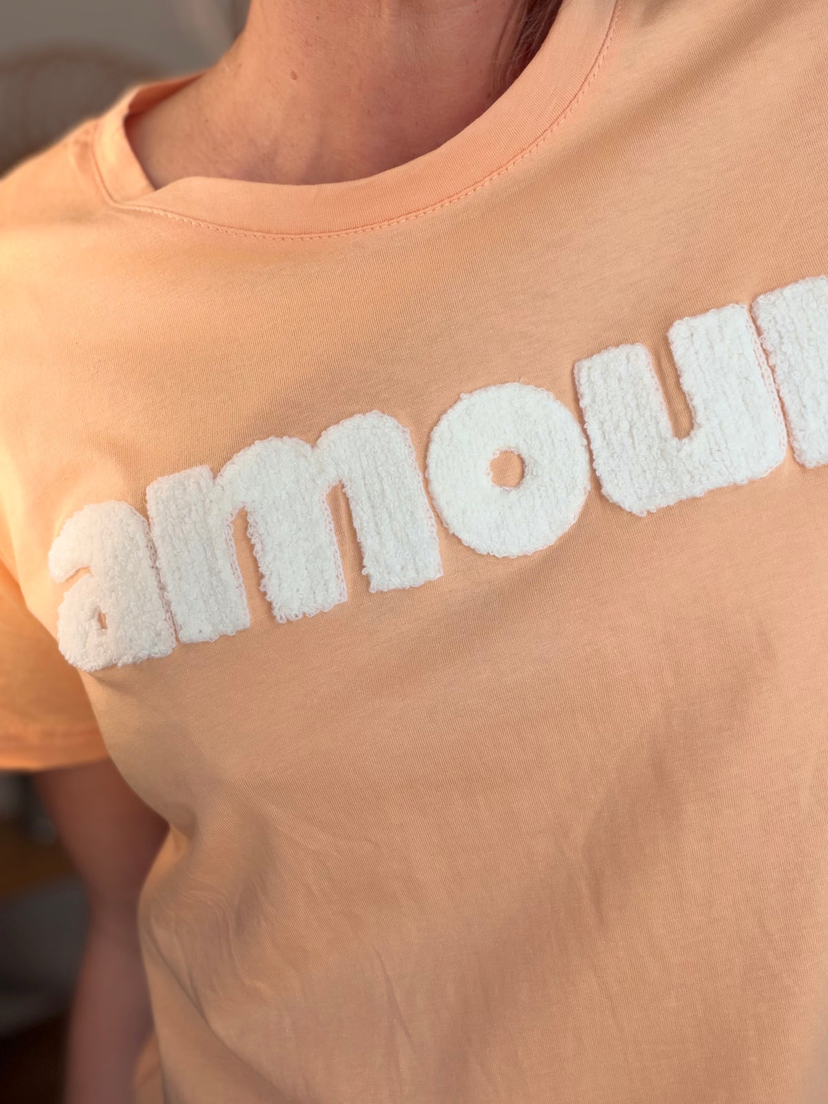 Tee shirt amour MAÏA Saumon - FIN DE SÉRIE