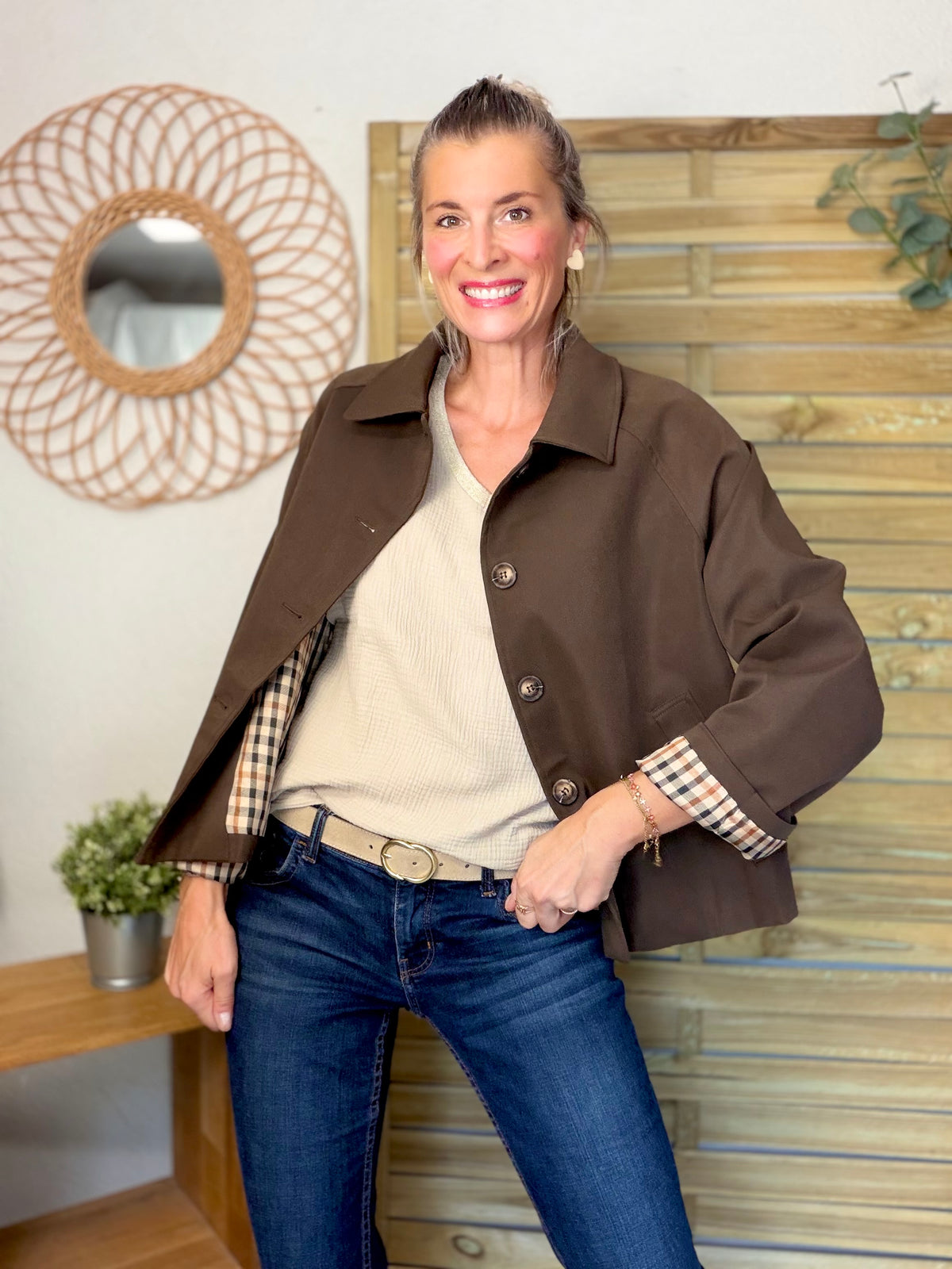 ⚡️ ARRIVAGE • Veste Trench, doublure à carreaux DANA Chocolat