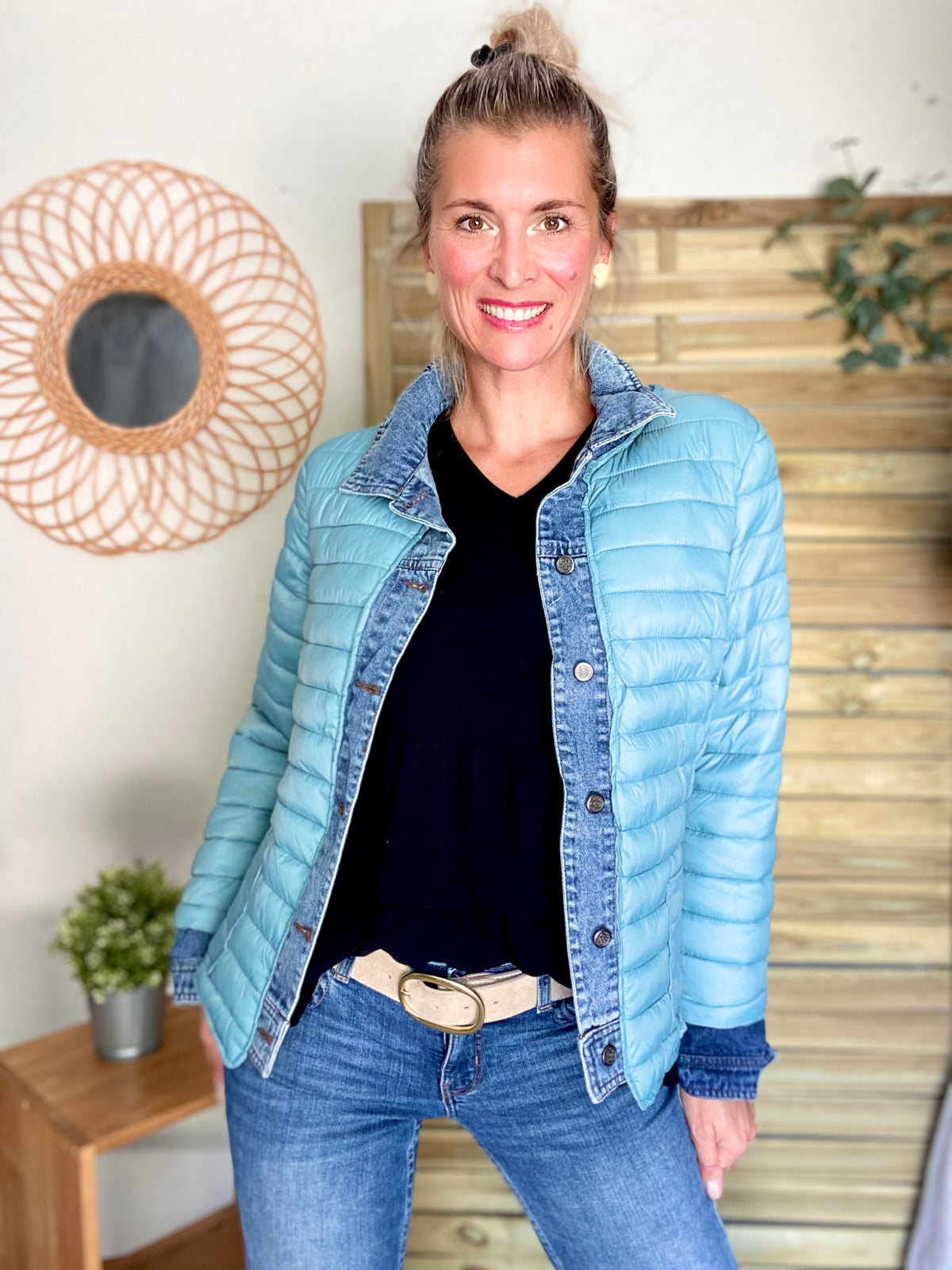 Veste Jean / Doudoune légère JACKIE - Vert sauge - FIN DE SÉRIE