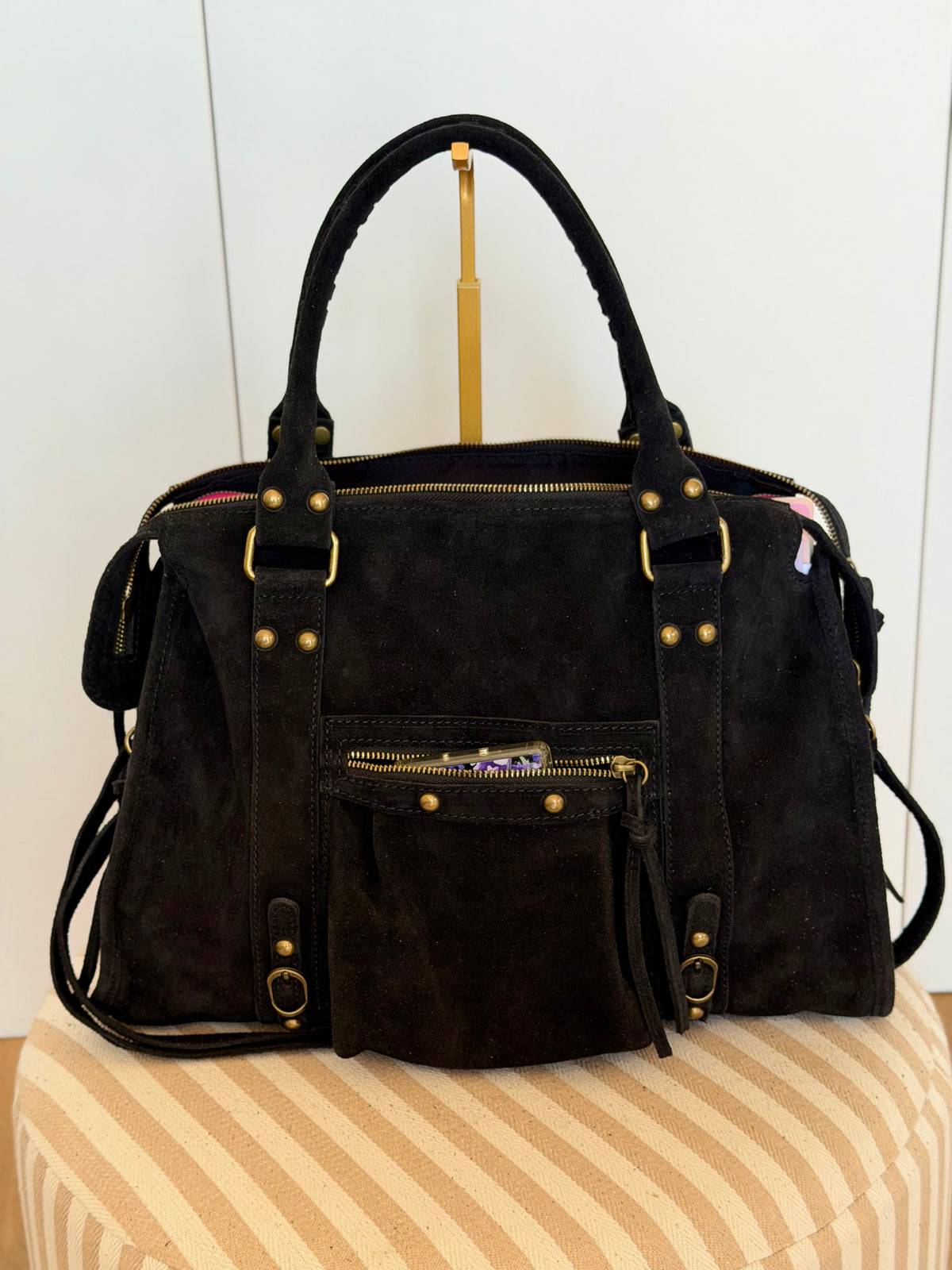 Sac cabas XL en cuir daim • HUNTER Noir