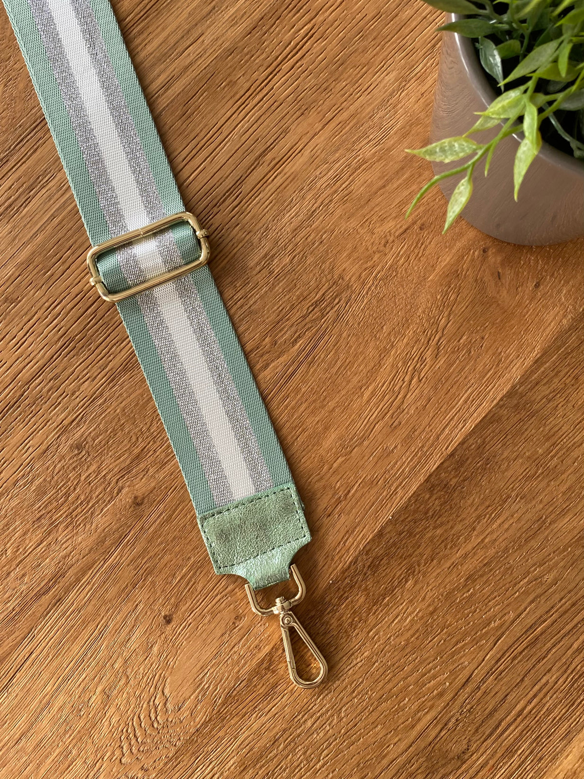 Sangle / Bandoulière rayée avec empiècement cuir irisé - RUBY - FIN DE SÉRIE