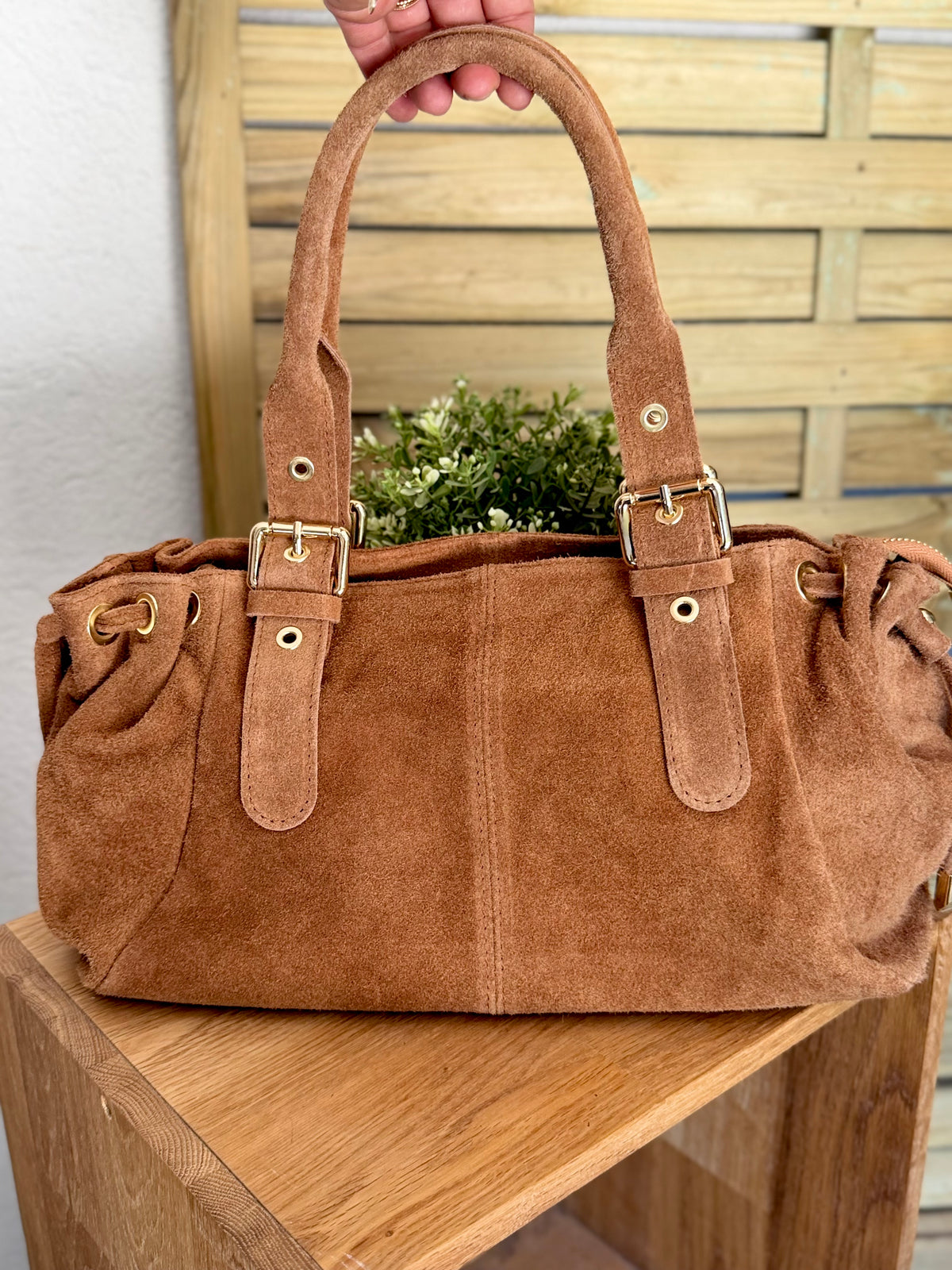 Sac à main en cuir daim GERY - Camel