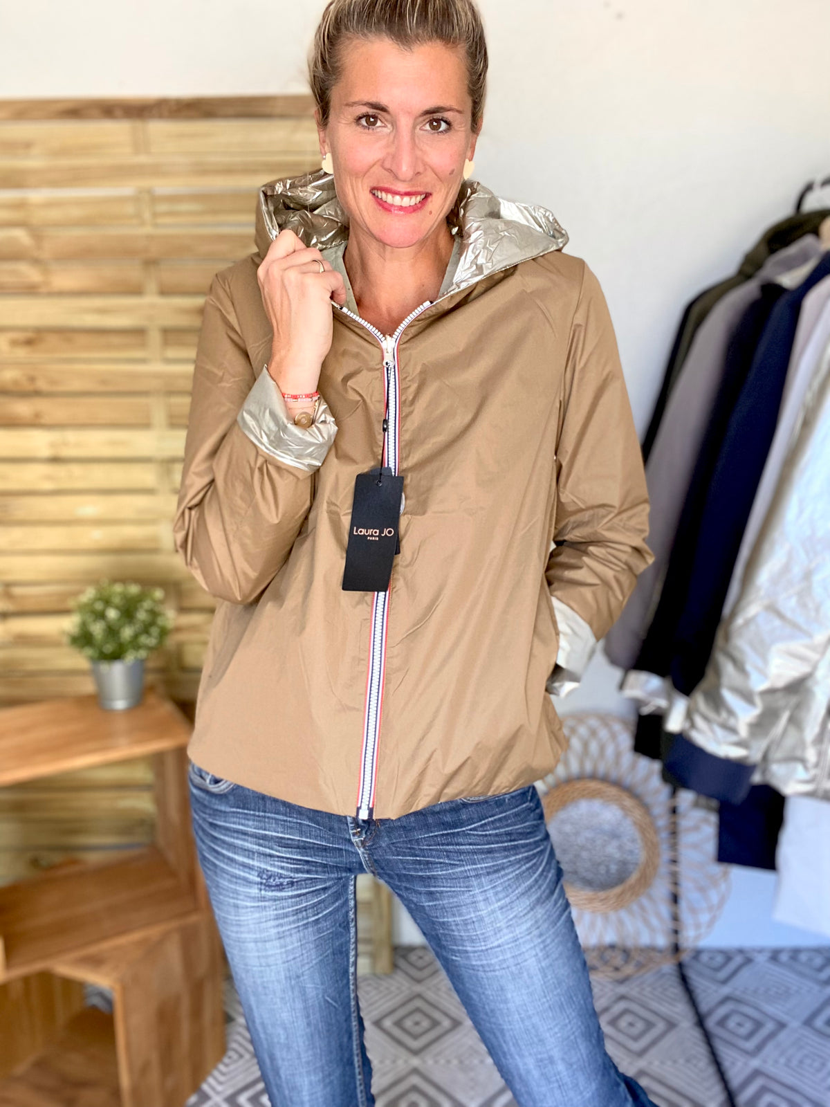 LAURA JO - Imperméable réversible rembourré LOUISON COURT - Camel/Doré