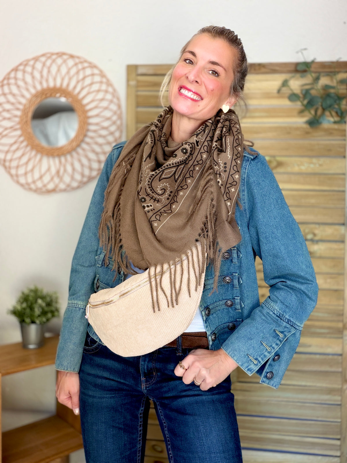 Écharpe Bandana Taupe