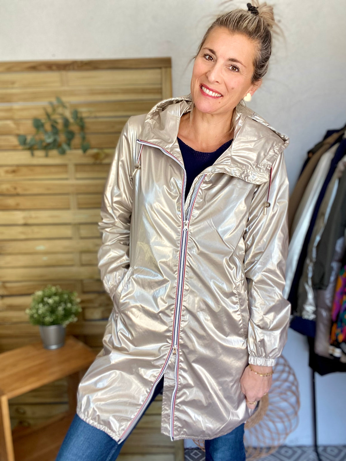 Imperméable mi-saison doublé SOLINE LONG - Doré - LAURA JO - FIN DE SÉRIE