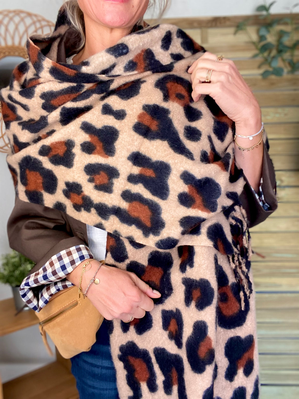Écharpe douce MARTINE - Léo Beige 🐆