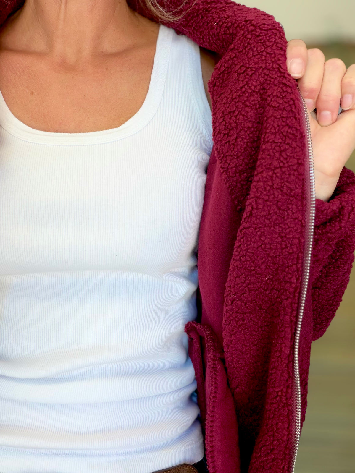 ⚡️ ARRIVAGE • Veste teddy Sherpa zippée LÉONIE Bordeaux