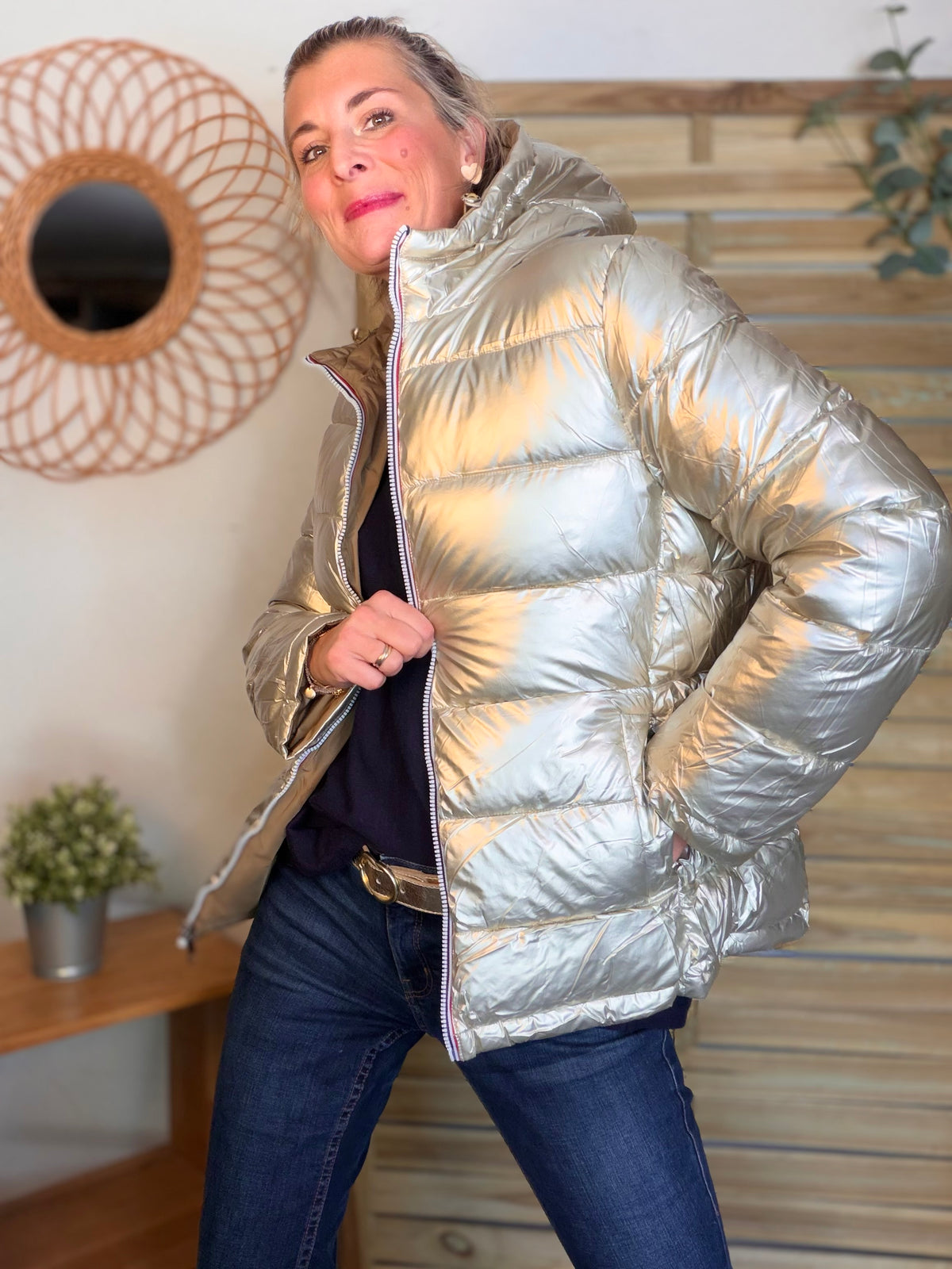Doudoune imperméable réversible longue ANGÈLE COURT - Camel - MELYA MELODY