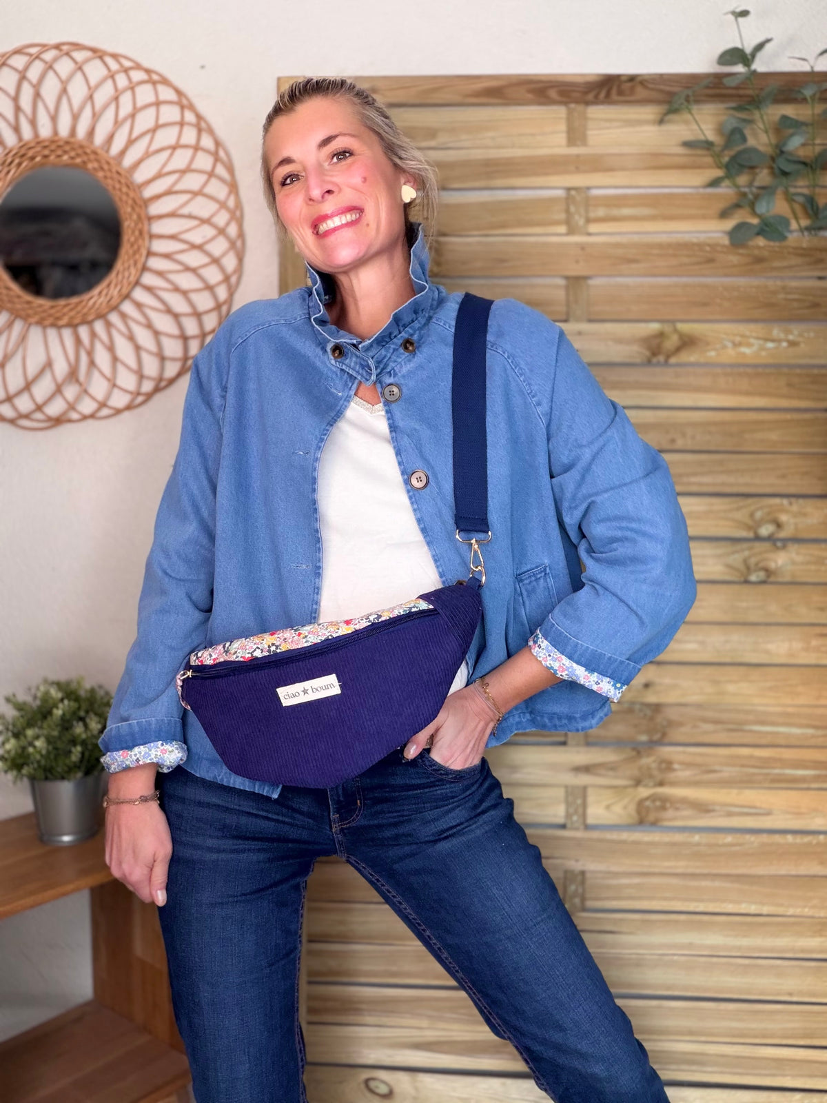 Veste Denim col victorien avec Liberty - VICTORIA Jean