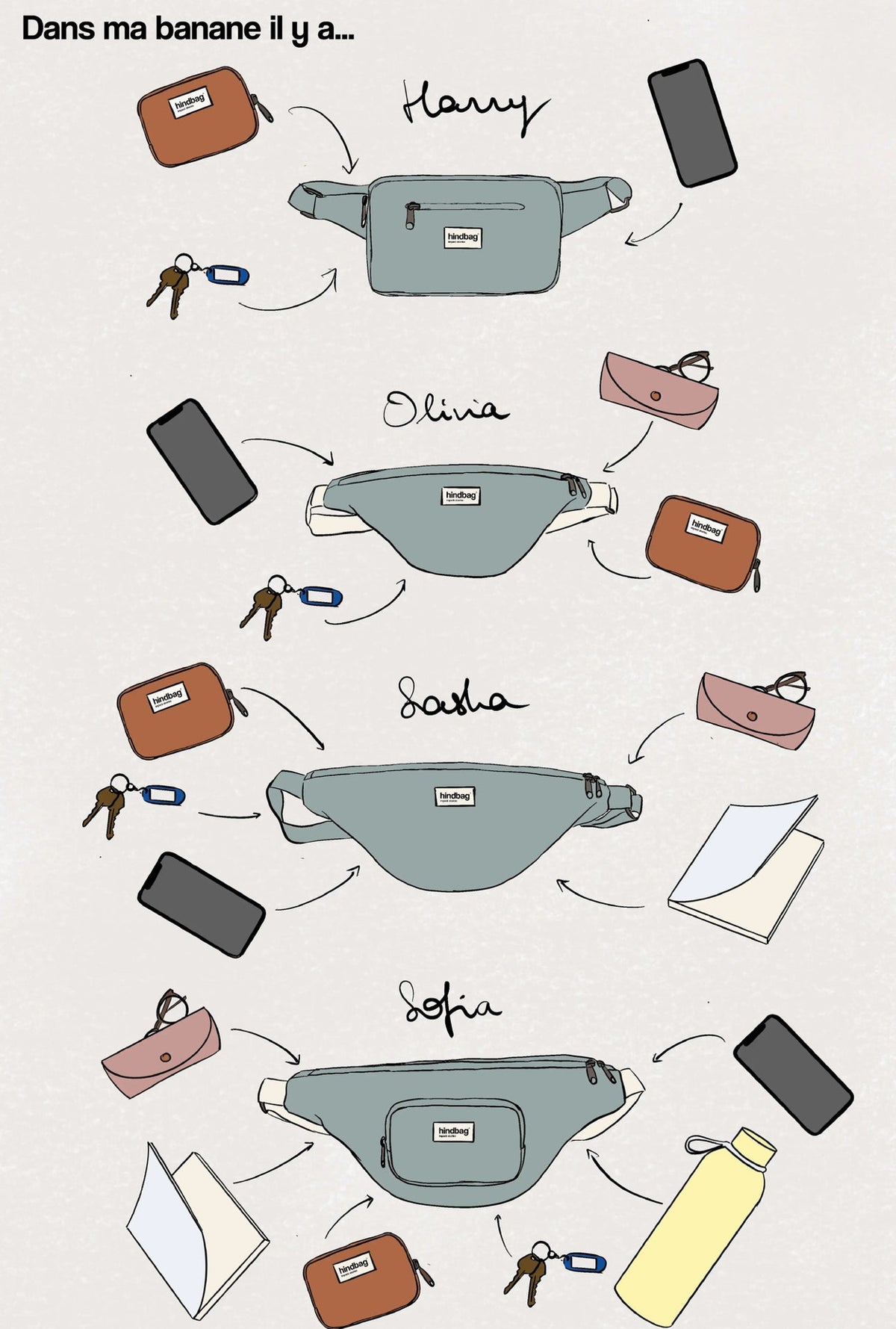 HINDBAG OLIVIA - Sac banane Cannelle