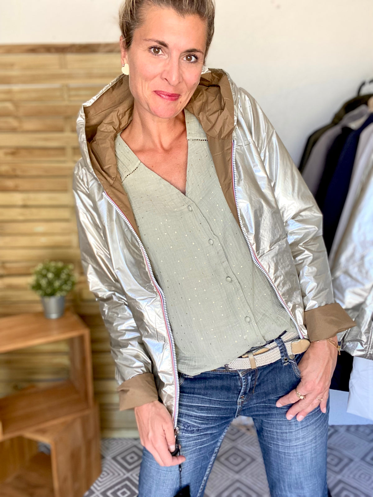 LAURA JO - Imperméable réversible rembourré LOUISON COURT - Camel/Doré