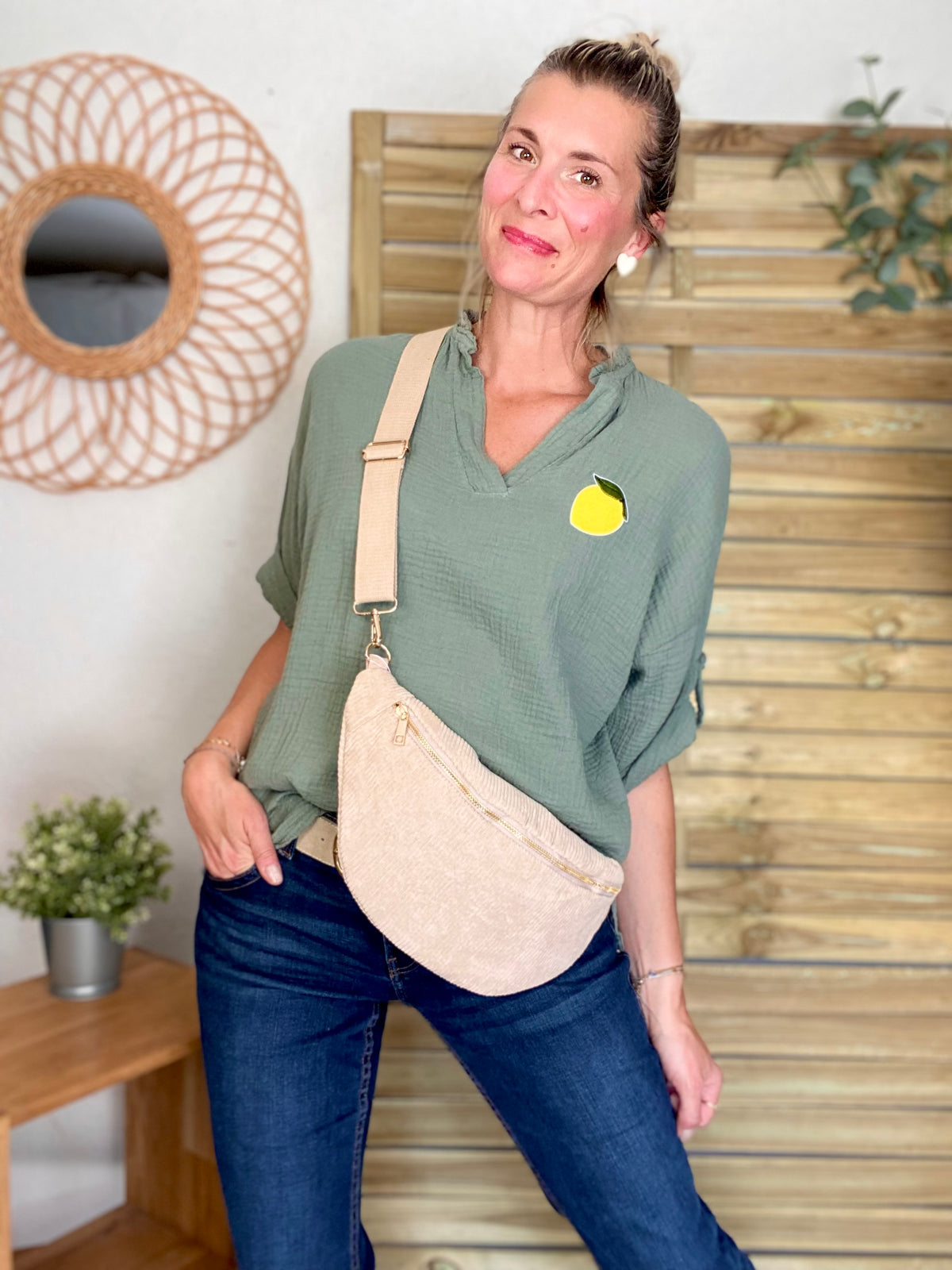 Sac banane XL velours côtelé Ciao Boum - IVY - Beige (20 coloris)