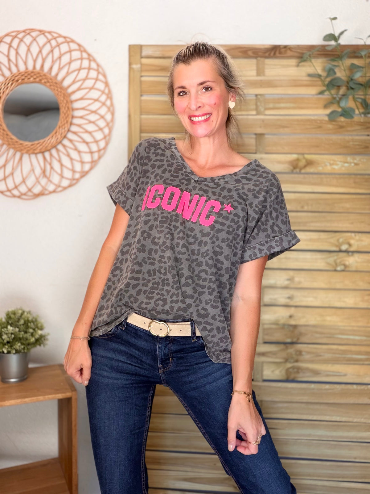 Top léo ICONIC col V - SHAUNA Gris foncé