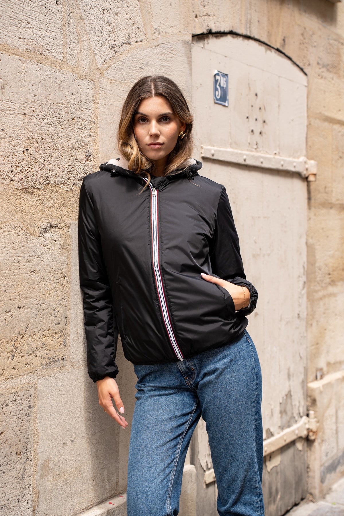 LAURA JO - Parka Imperméable LOUISE COURT sherpa - Noir - LAURA JO • DESTOCKAGE sur Taille L