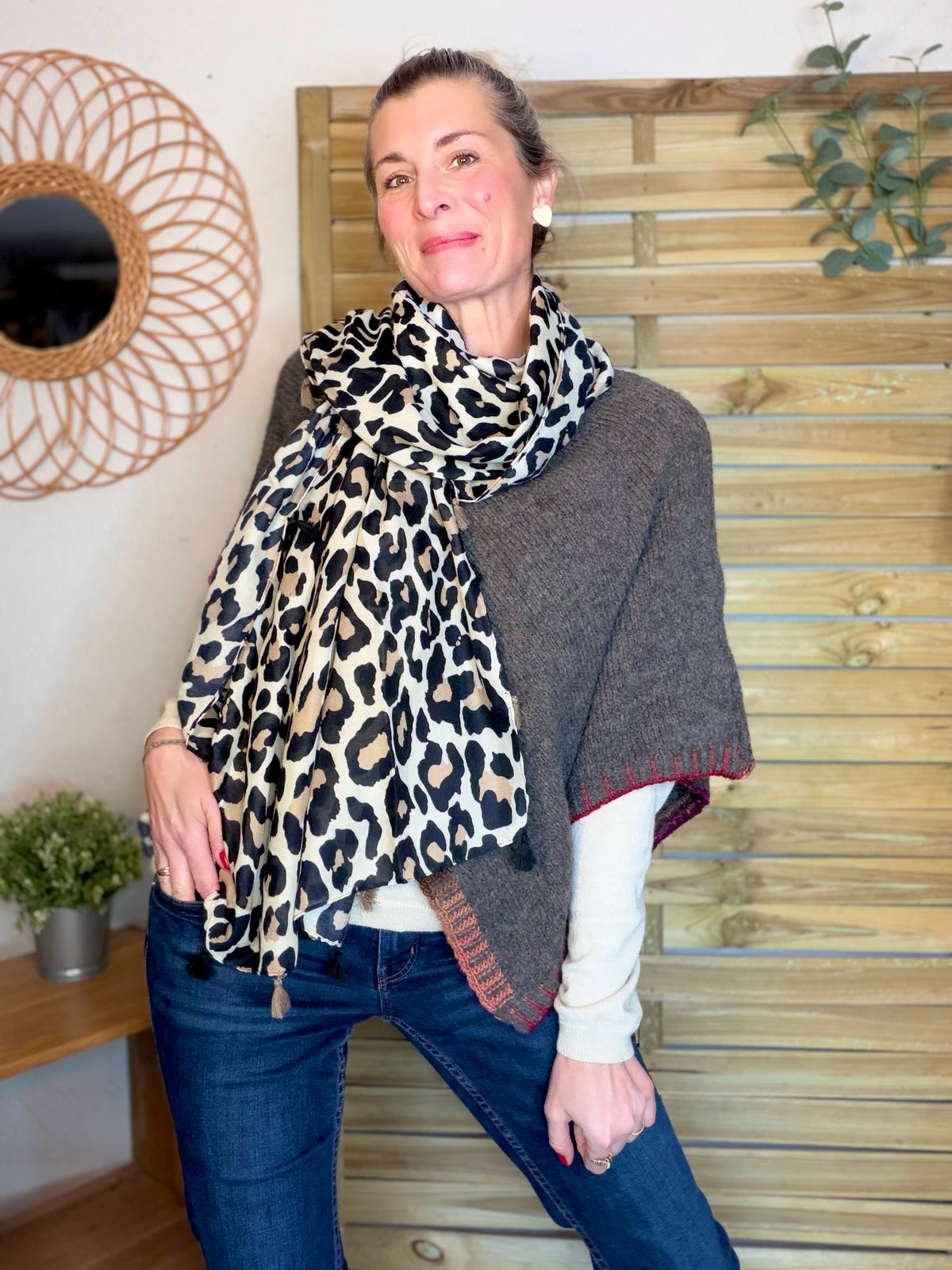 Foulards Léo CLEM - Beige / noir 🐆