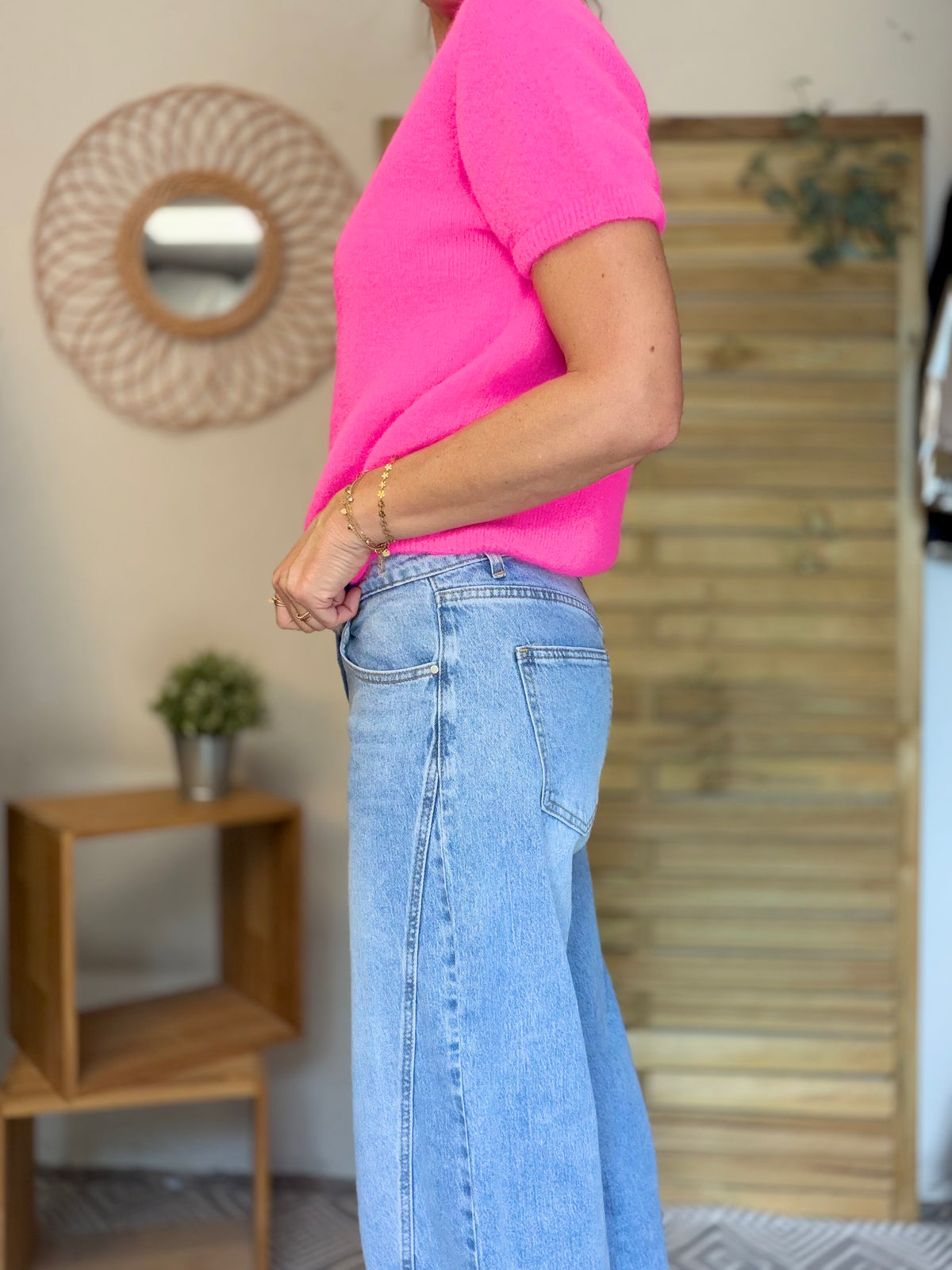 Pantalon Jean coupe barrel LÉON Bleu clair