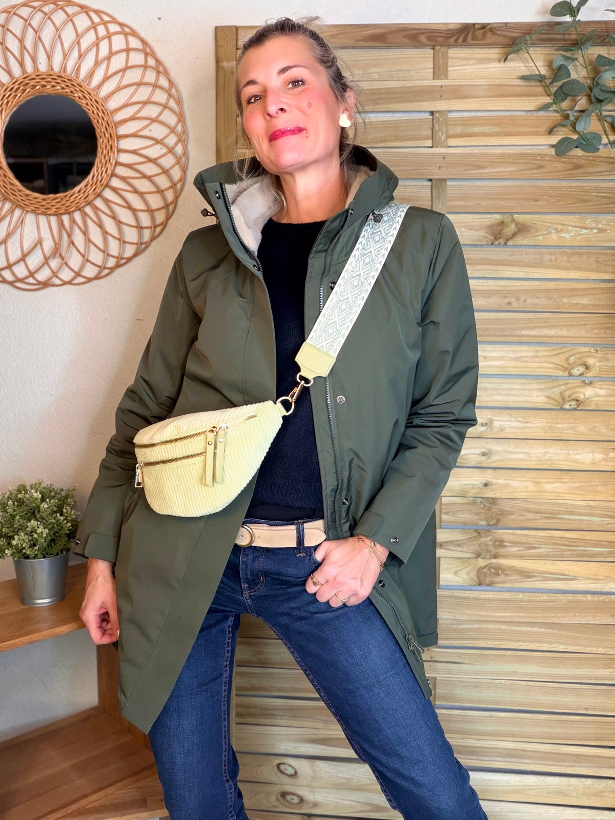 LAURA JO - Parka fourrée imperméable AMBRE LONG - Kaki / Beige